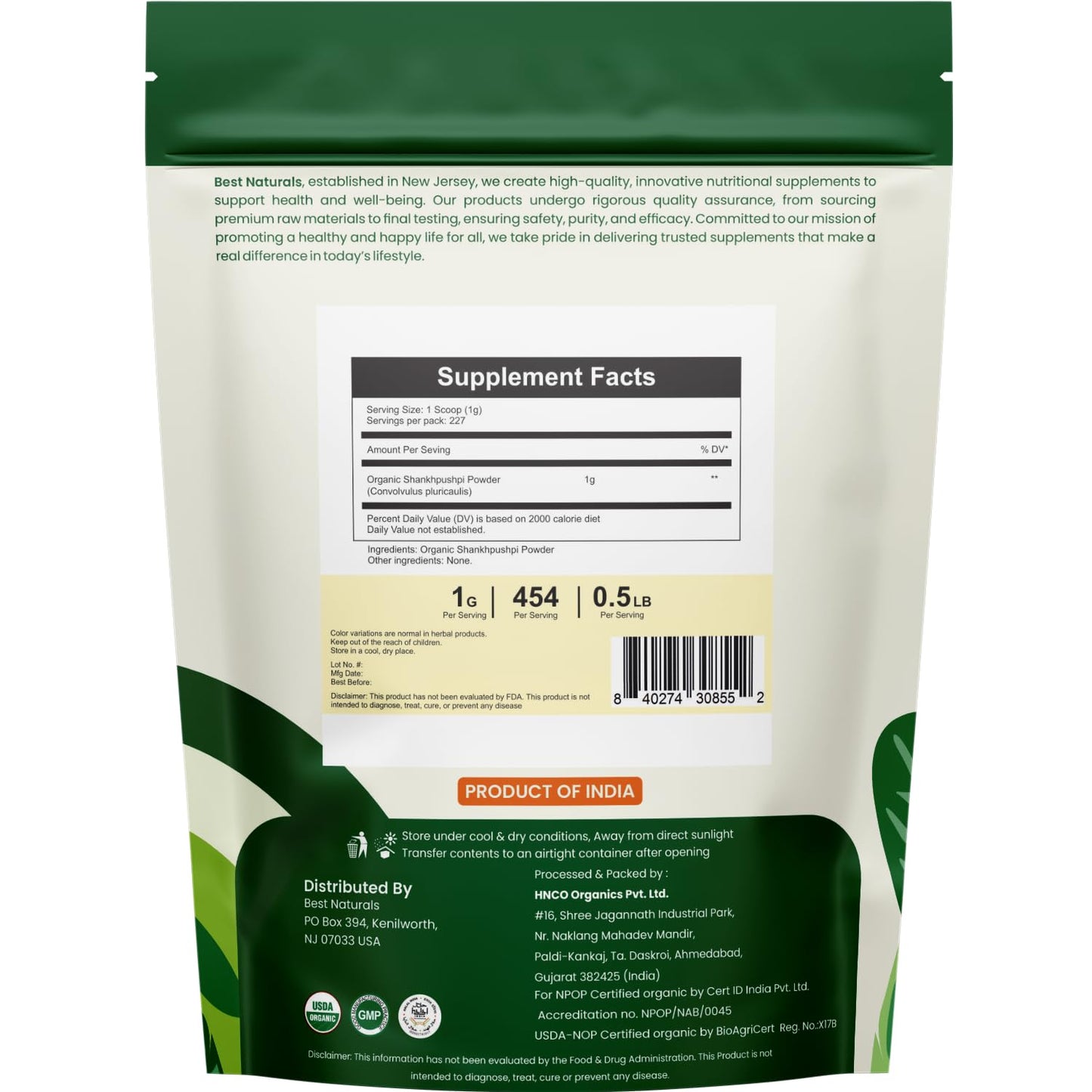 Best Naturals Shankhpushpi Powder 8 Ounce