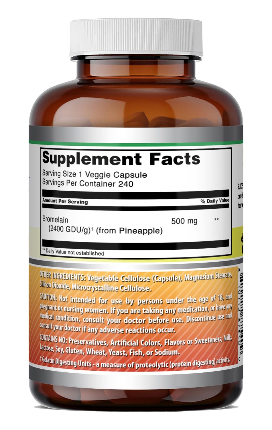 Amazing Nutrition Bromelain 500mg 2400 GDU Capsules, 240 Count