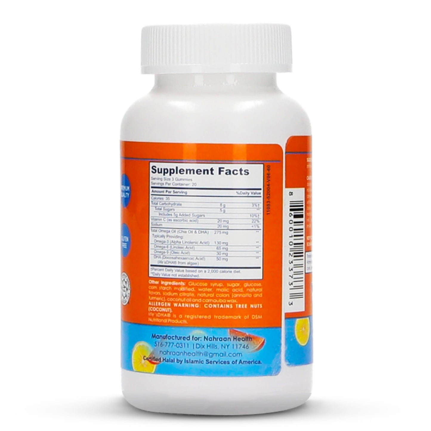 NAHRAAN HEALTH Halal Omega-3 for Adults & Kids Vegetarian Gummies 60 Count