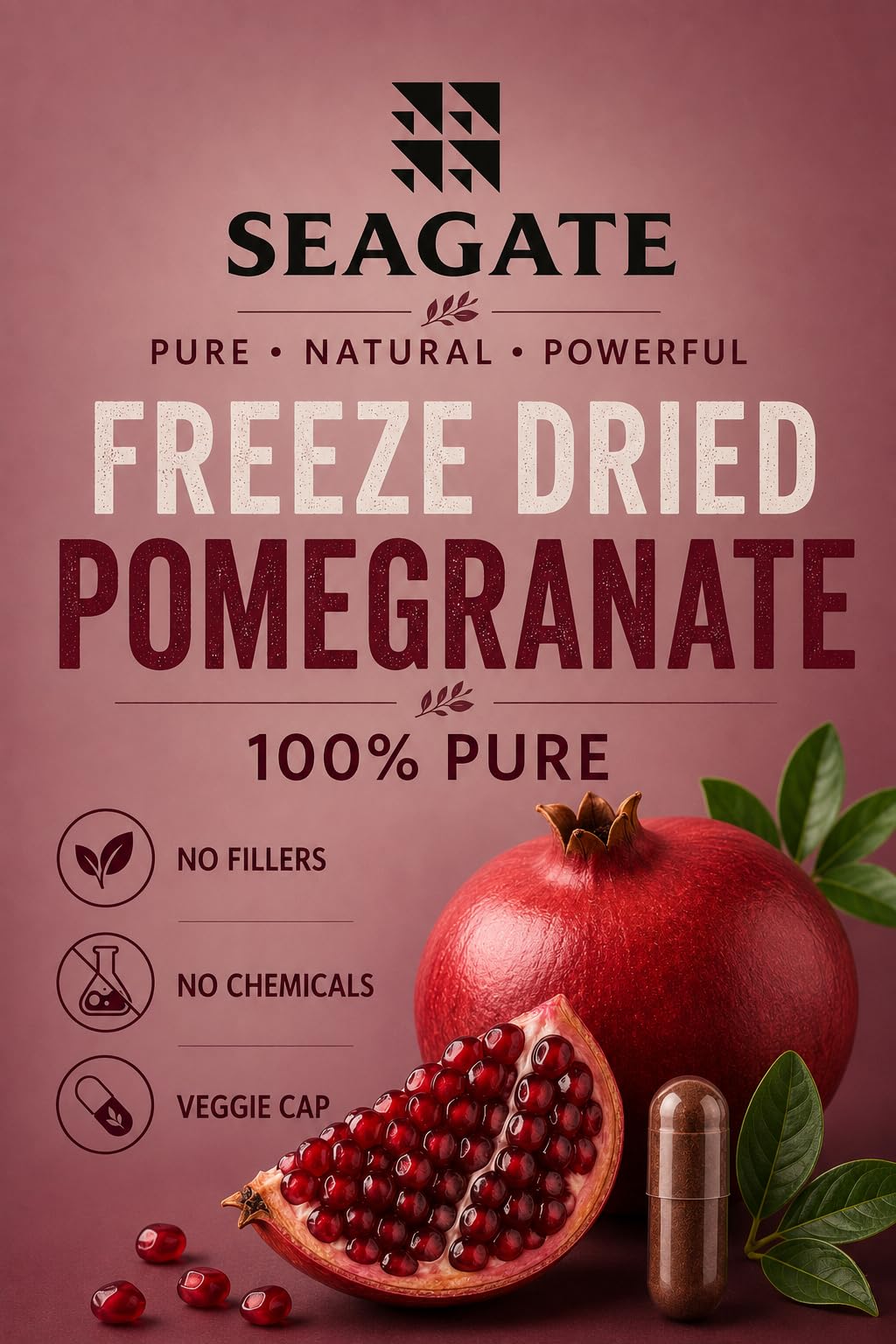 Seagate Pomegranate 500 mg Capsules, 100 Count