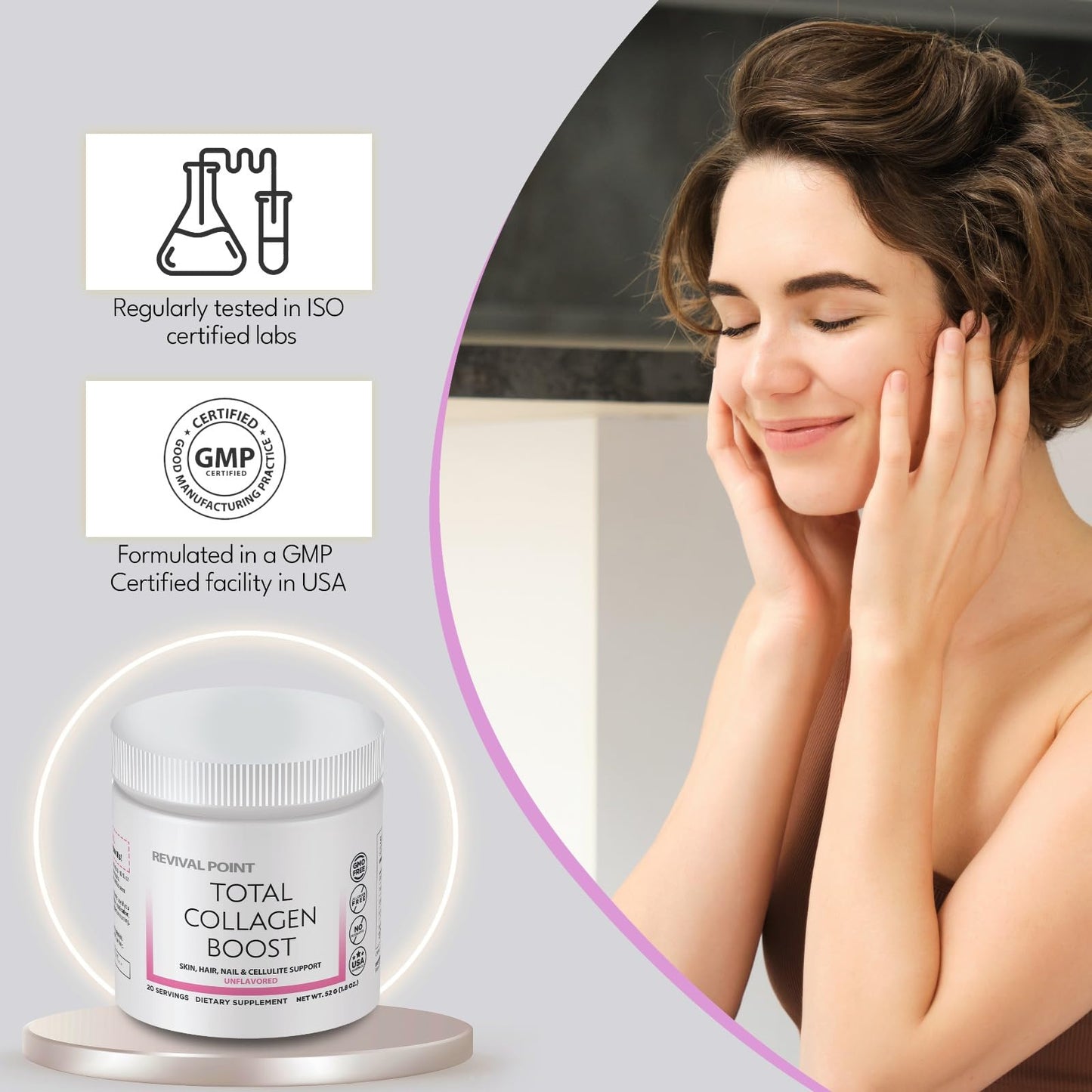Revival Point Total Collagen Boost with Verisol® Bioactive Collagen Peptides Powder, 1.8 oz