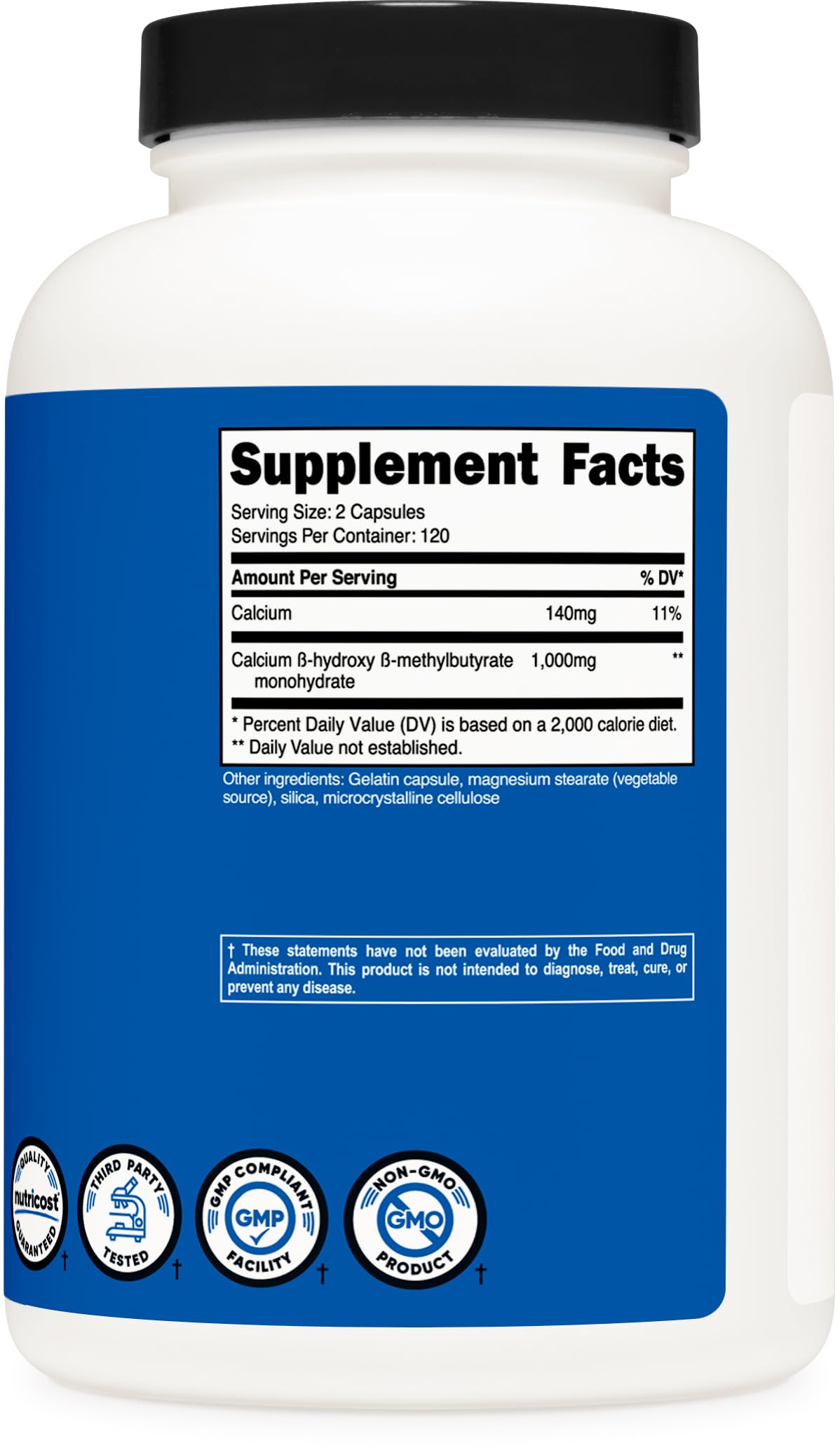 Nutricost HMB (Beta-Hydroxy Beta-Methylbutyrate) 1000mg Capsule, 480 Capsules