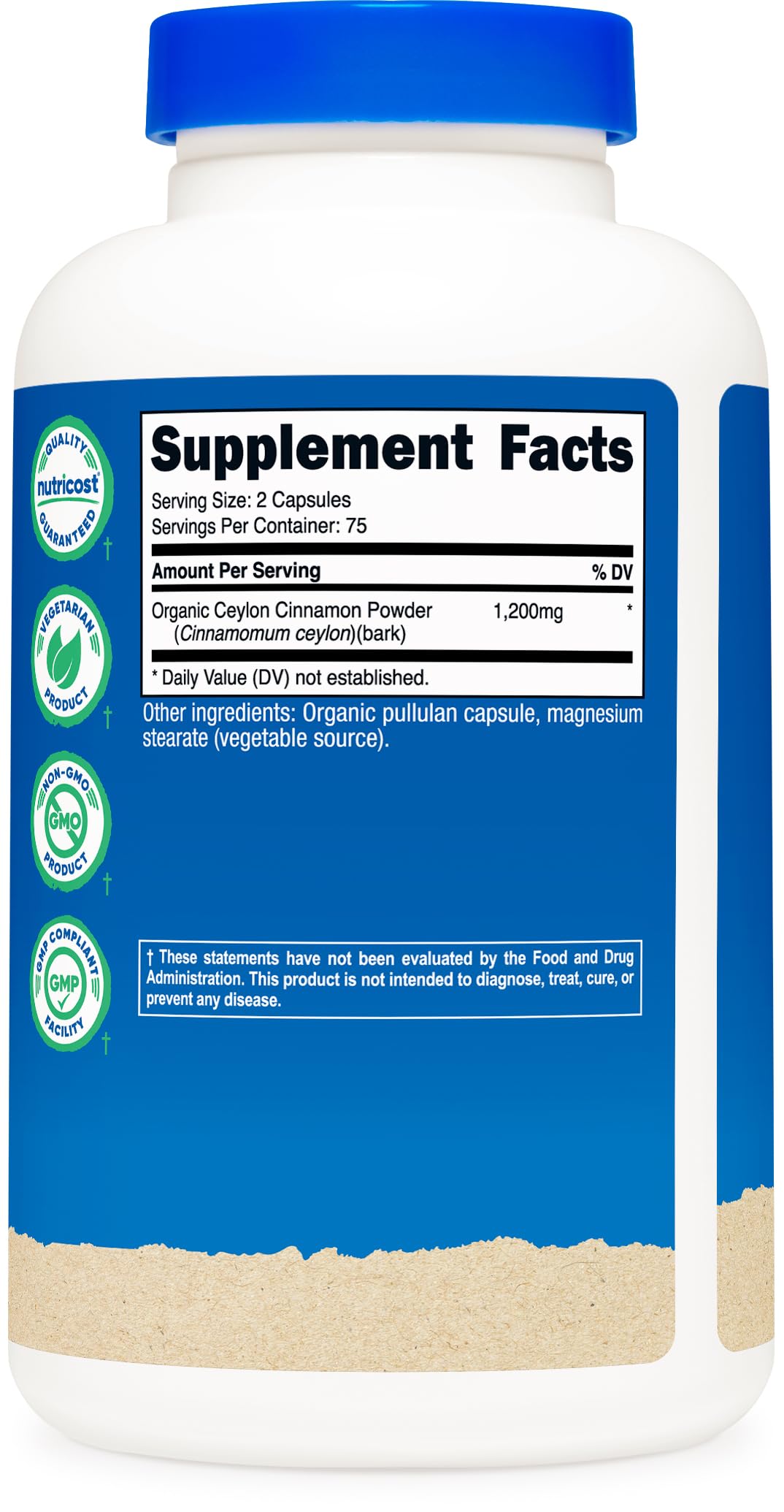 Nutricost Organic Cinnamon (Ceylon Cinnamon) 1,200mg Serving Capsules, 150 Count