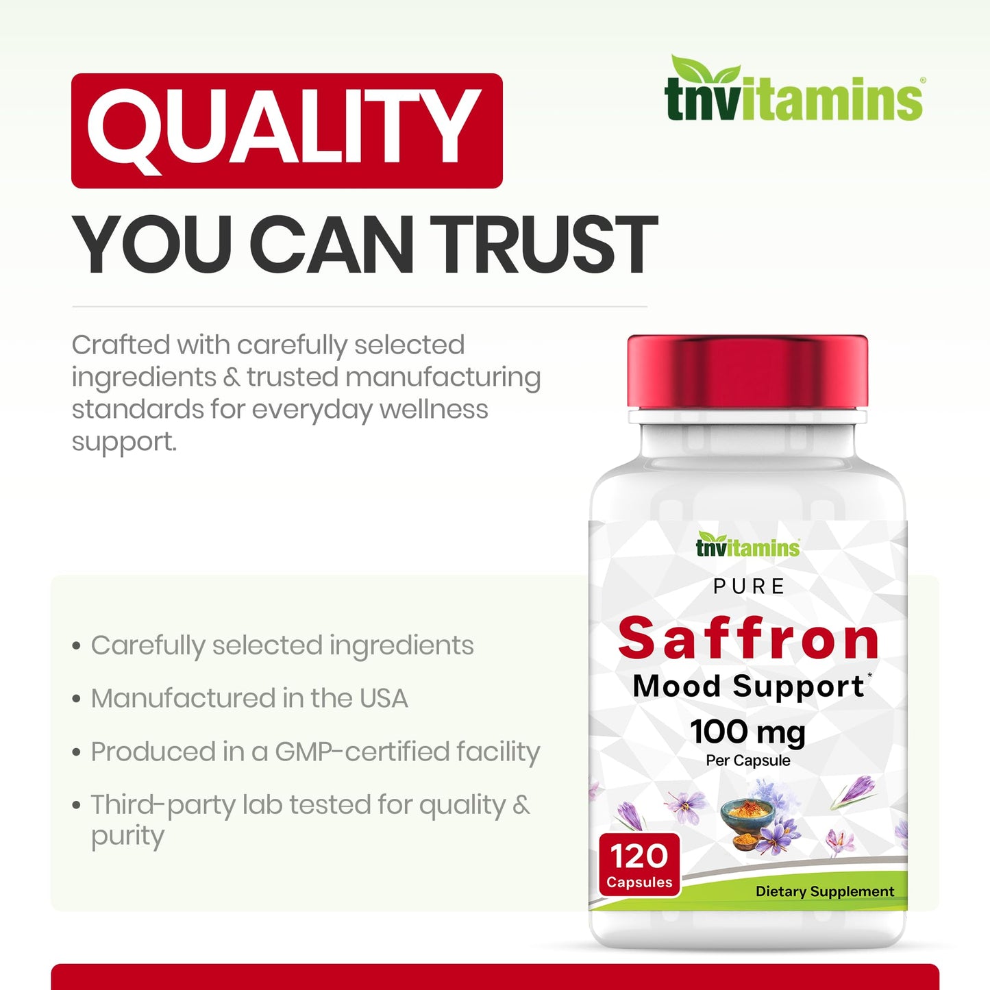 tnvitamins Saffron Capsules 100 mg, 120 Capsules