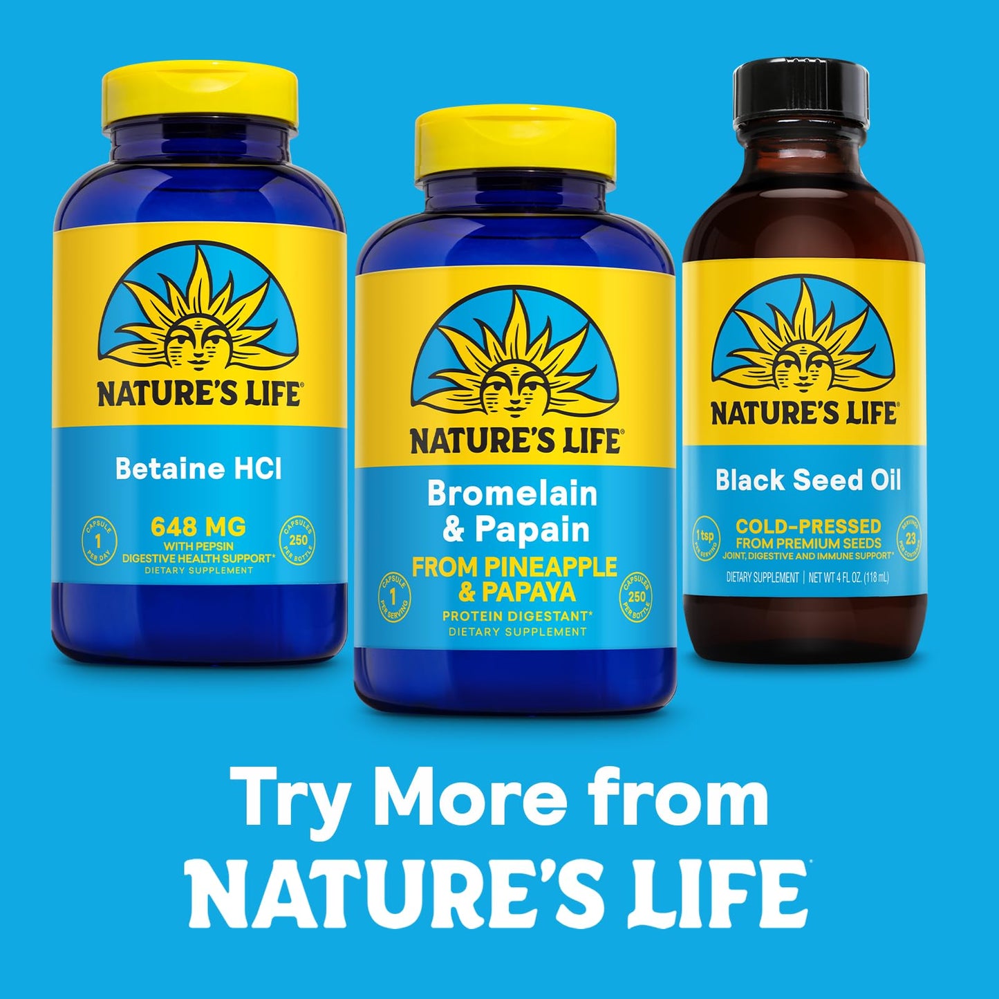 Nature's Life Bromelain & Papain Proteolytic Enzyme Supplement Capsules, 250 Count