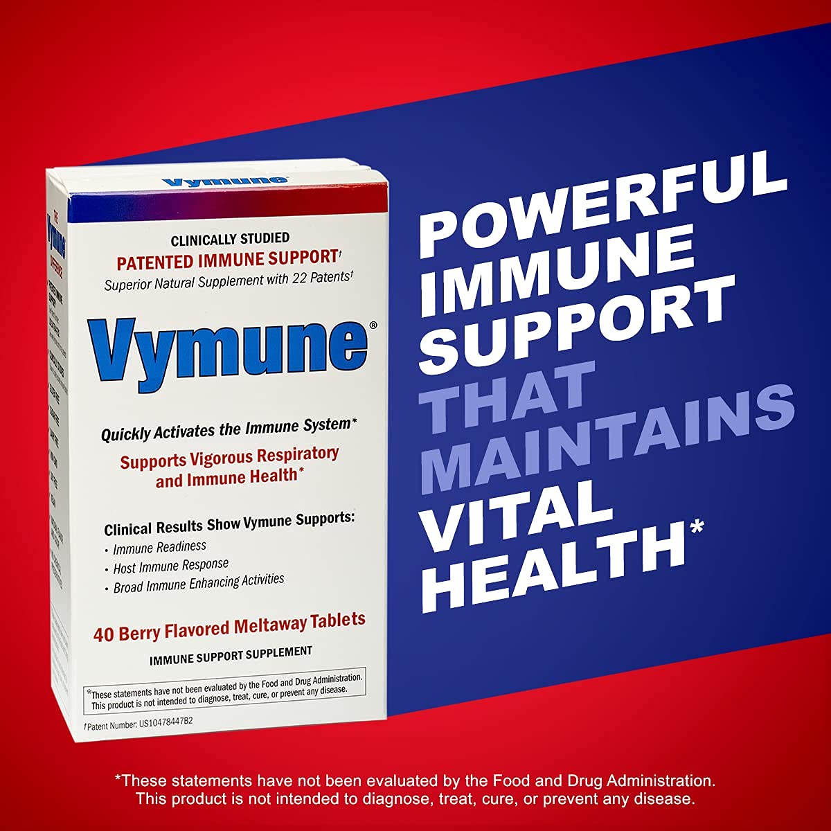 VYMEDIC Vymune Amino-Acid Advanced Immune Support Supplement Meltaway Tablets, 40 Count
