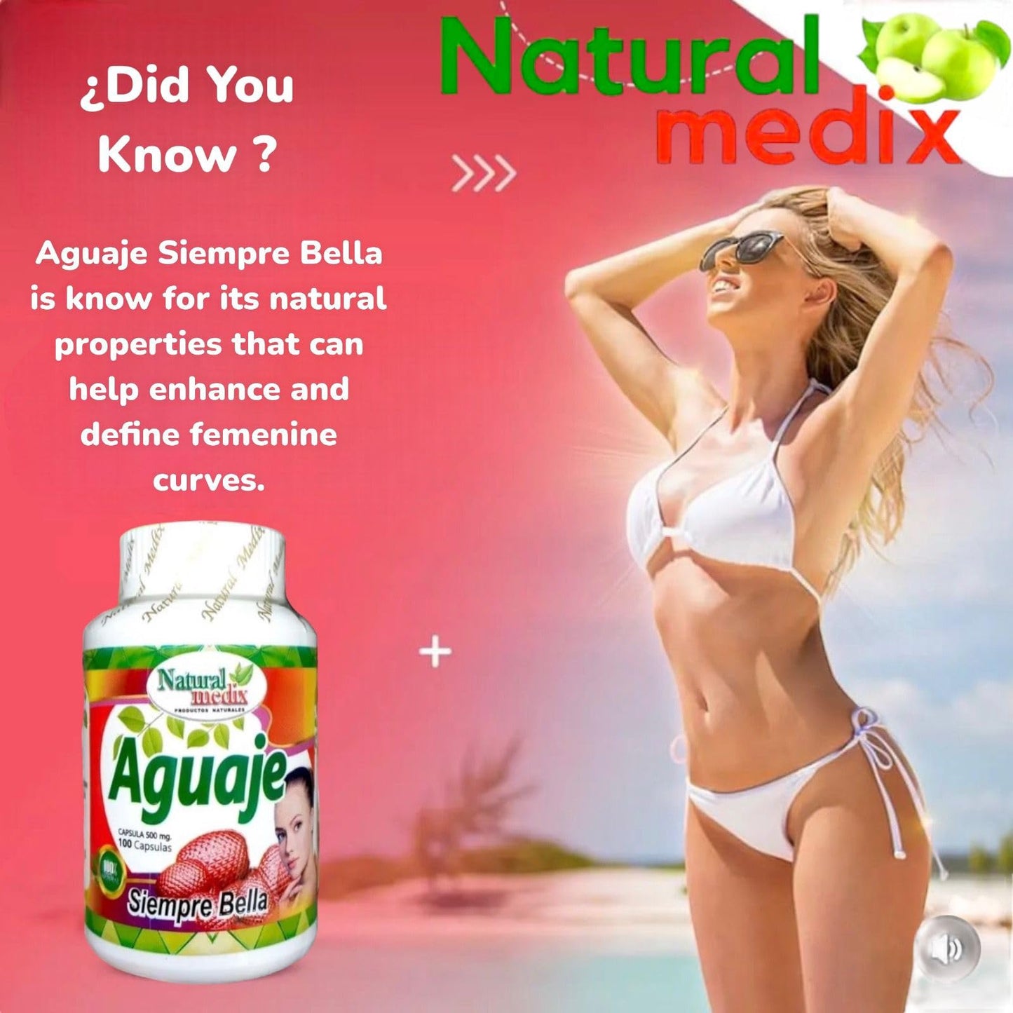 Natural Medix Aguaje Siempre Bella Capsules 100 Count