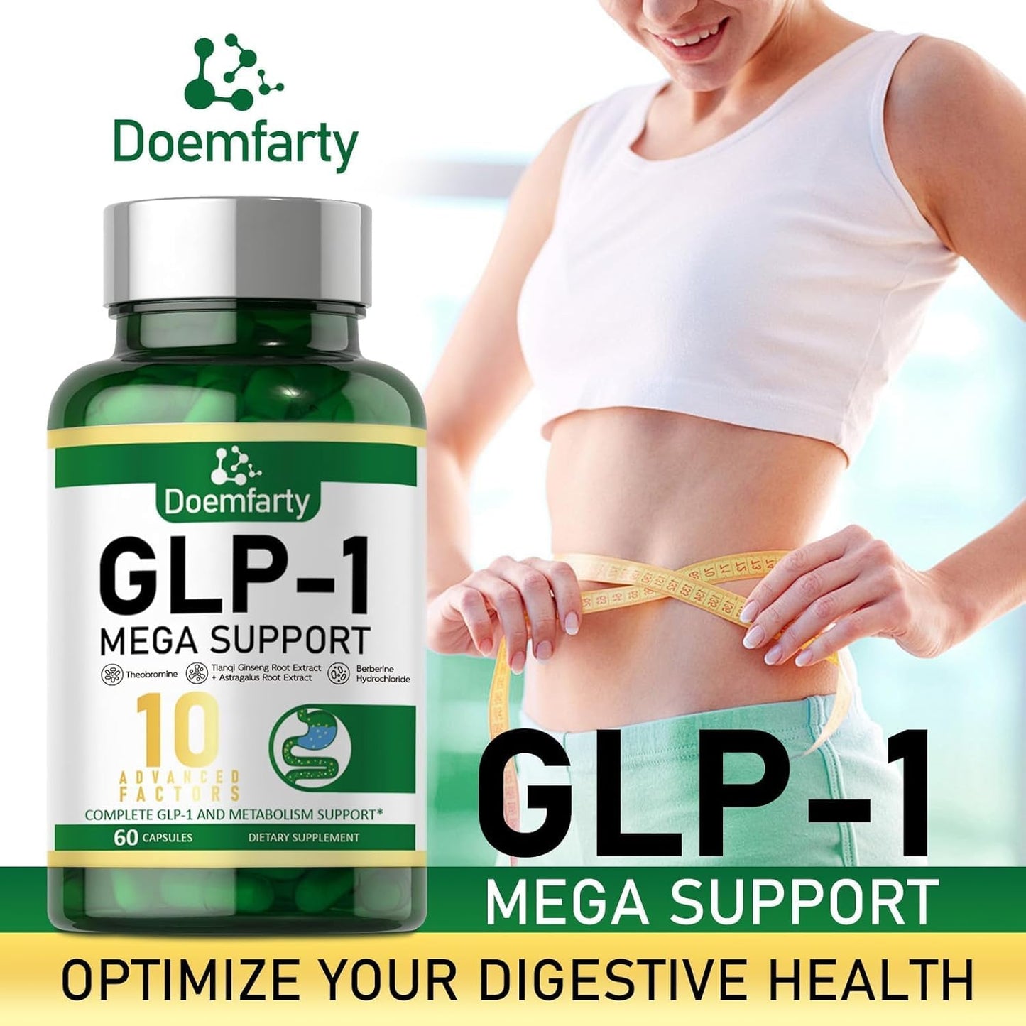 doemfarty GLP-1 Support Capsules with Berberine, 60 Count