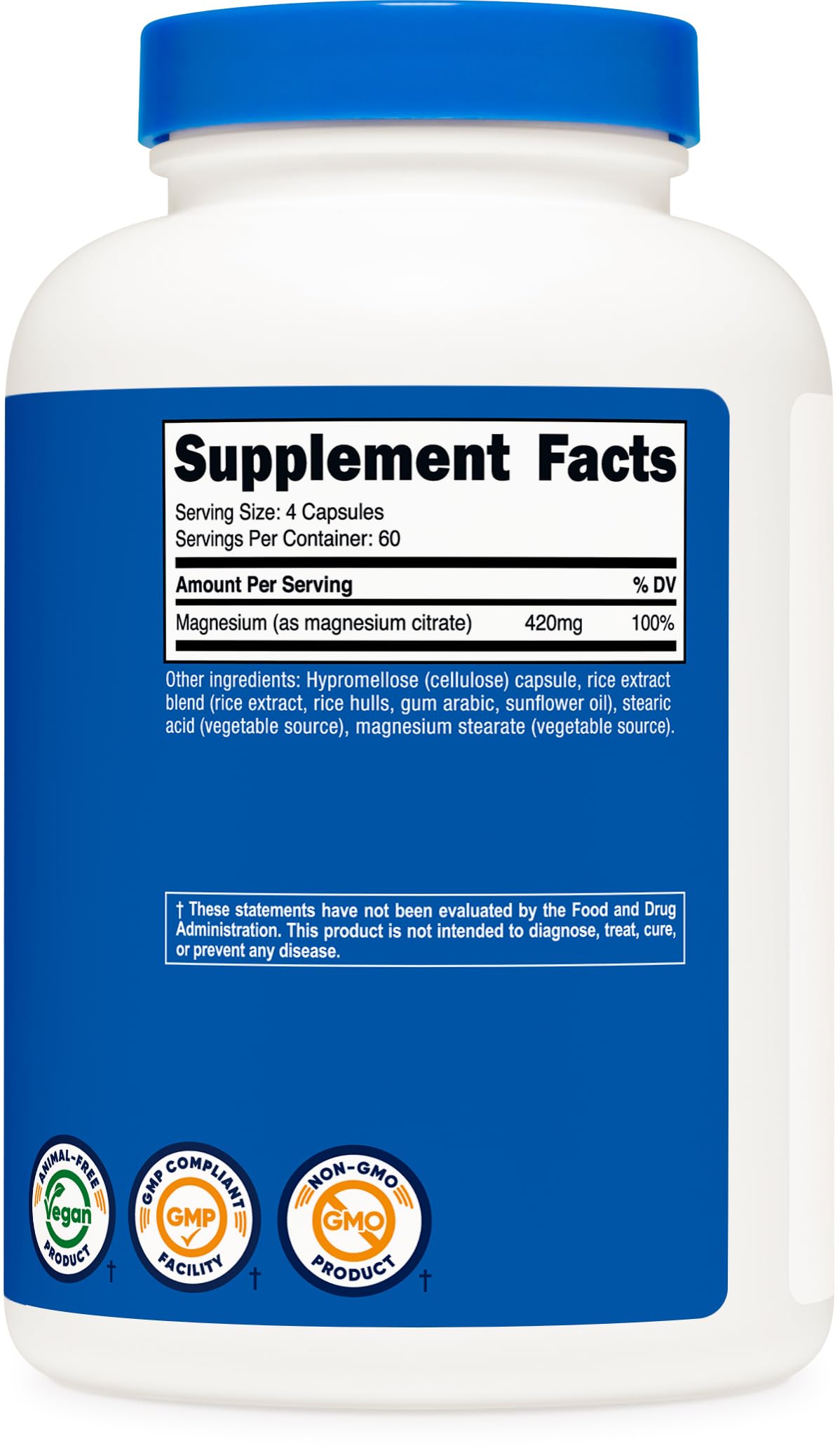 Nutricost Magnesium Citrate 420mg Capsules, 480 Capsules