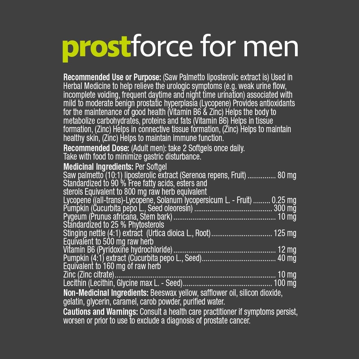 Prairie Naturals UK Ltd Prost Force Prostate Support for Men Softgels 120