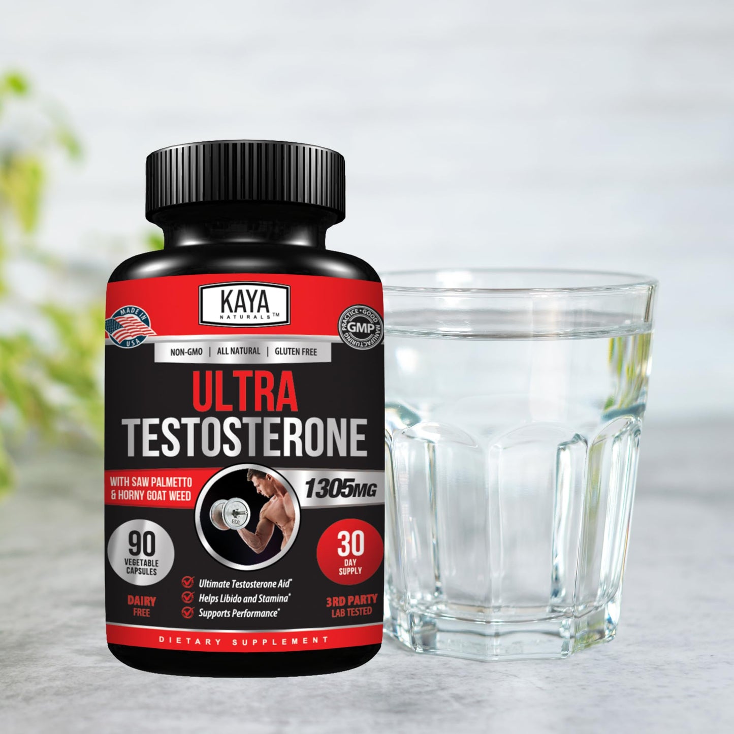 Kaya Naturals Ultra Testosterone - Men's Testosterone Booster Capsules, 90 Count