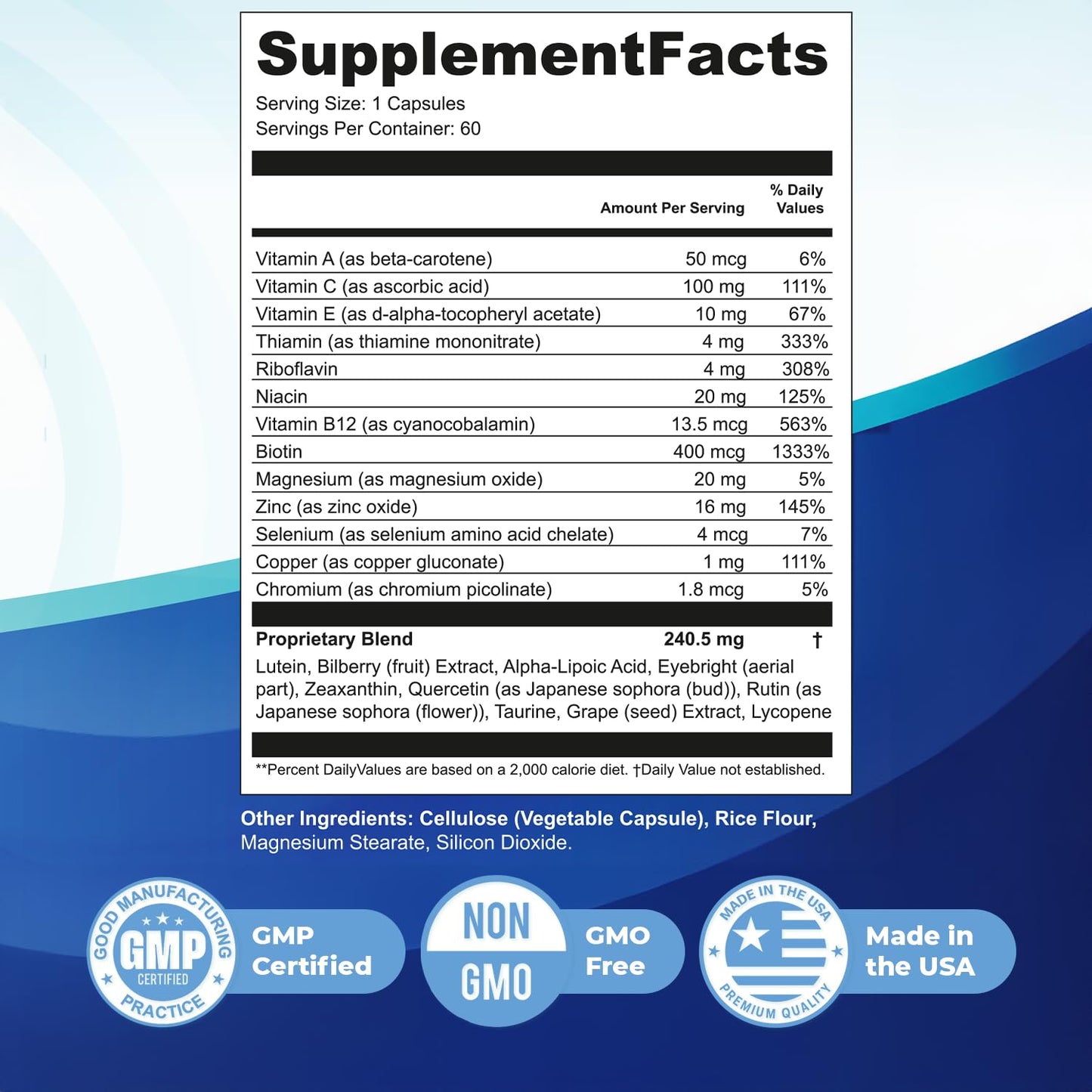 Nature’s NutriWave Visual Ease – Lutein, Zeaxanthin & Bilberry 60 Capsules