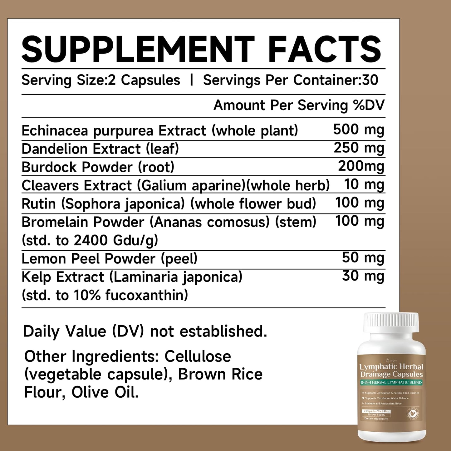 SpenHerb Lymphatic Drainage Capsules, 8-in-1 Herbal Lymphatic Blend for Circulation and Natural Fluid Balance, Non-GMO, 120 Capsules