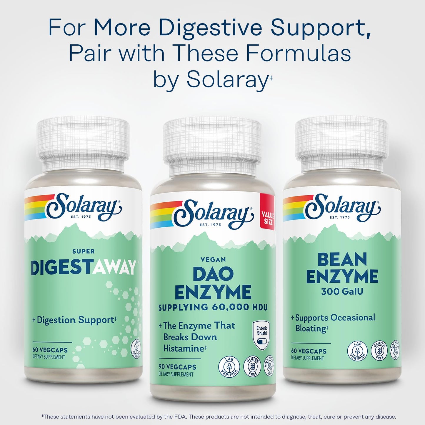 SOLARAY DAO Enzyme 60,000 HDU Capsule, 90 VegCaps