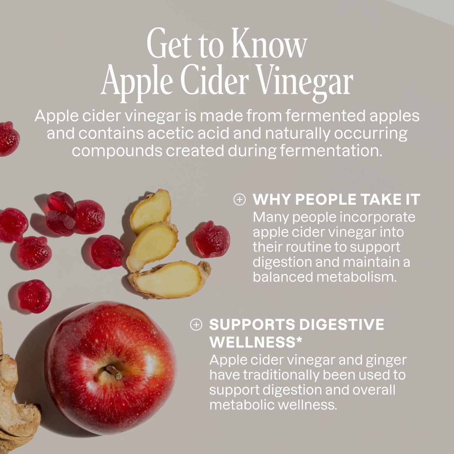 Cliganic Apple Cider Vinegar + Ginger Gummies Gummy, 60 Count