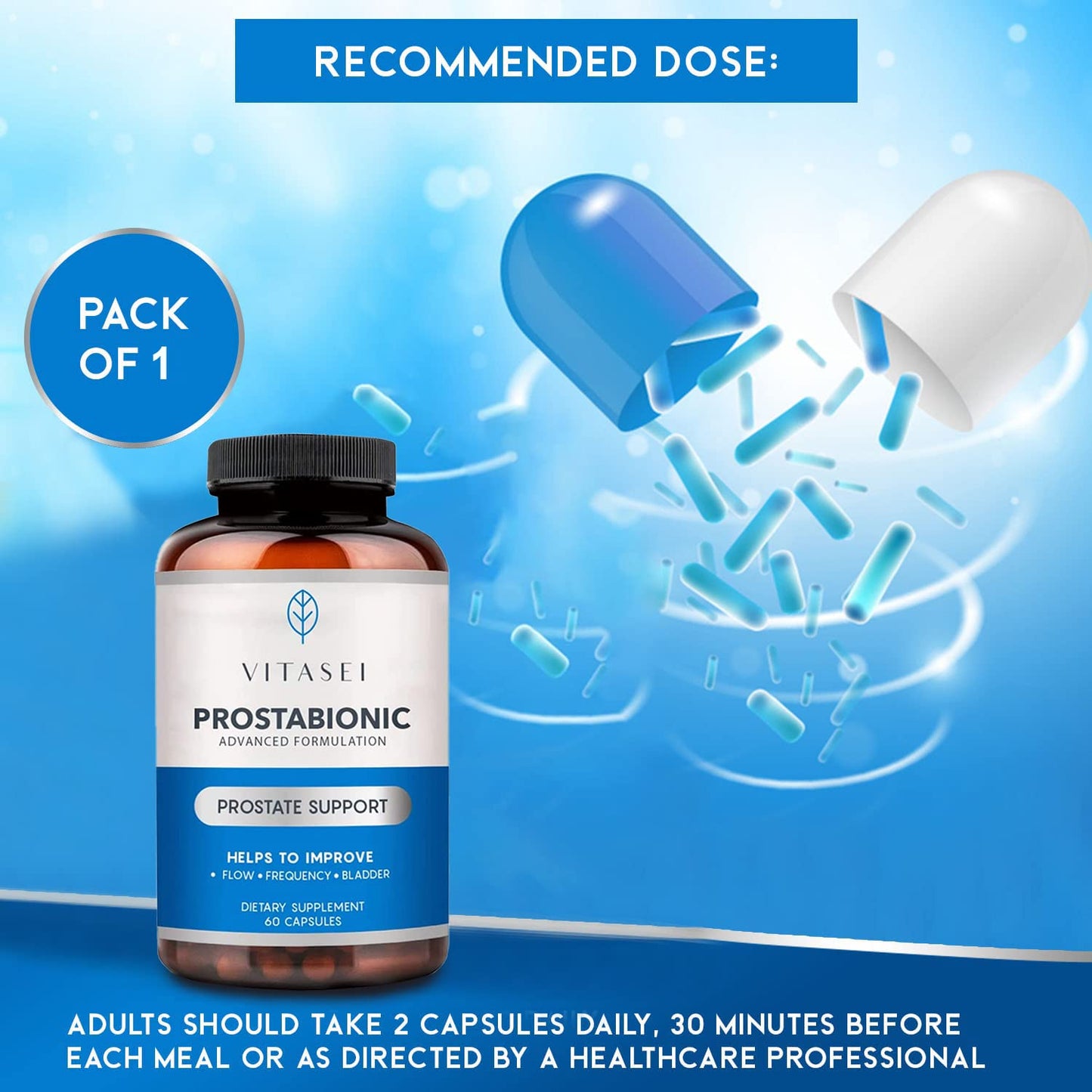 VITASEI Prostabionic with Graminex, Saw Palmetto, Pygeum Africanum 120 Capsules
