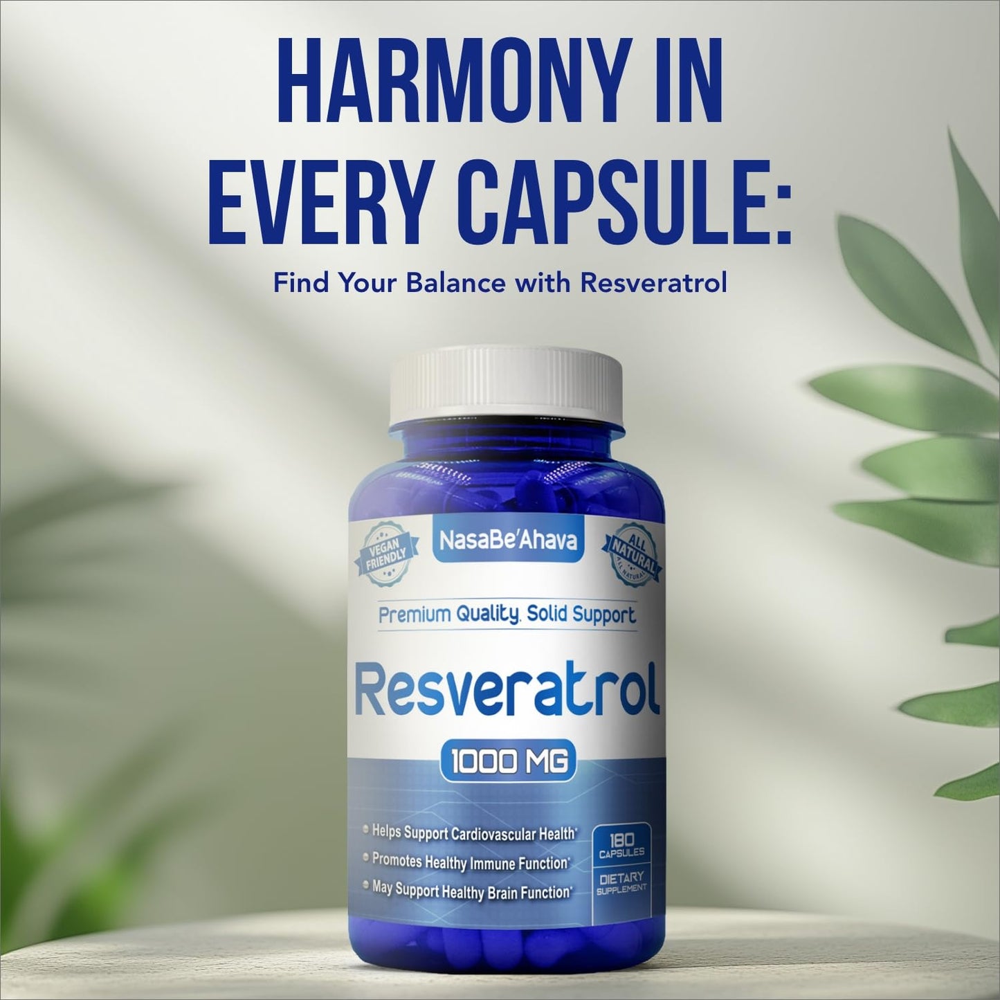 NasaBeahava Resveratrol 1000mg Capsules 180 Count
