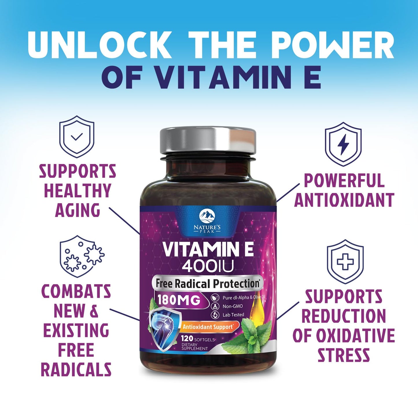 Nature's Peak Vitamin E 180 mg DL-Alpha Softgels 120