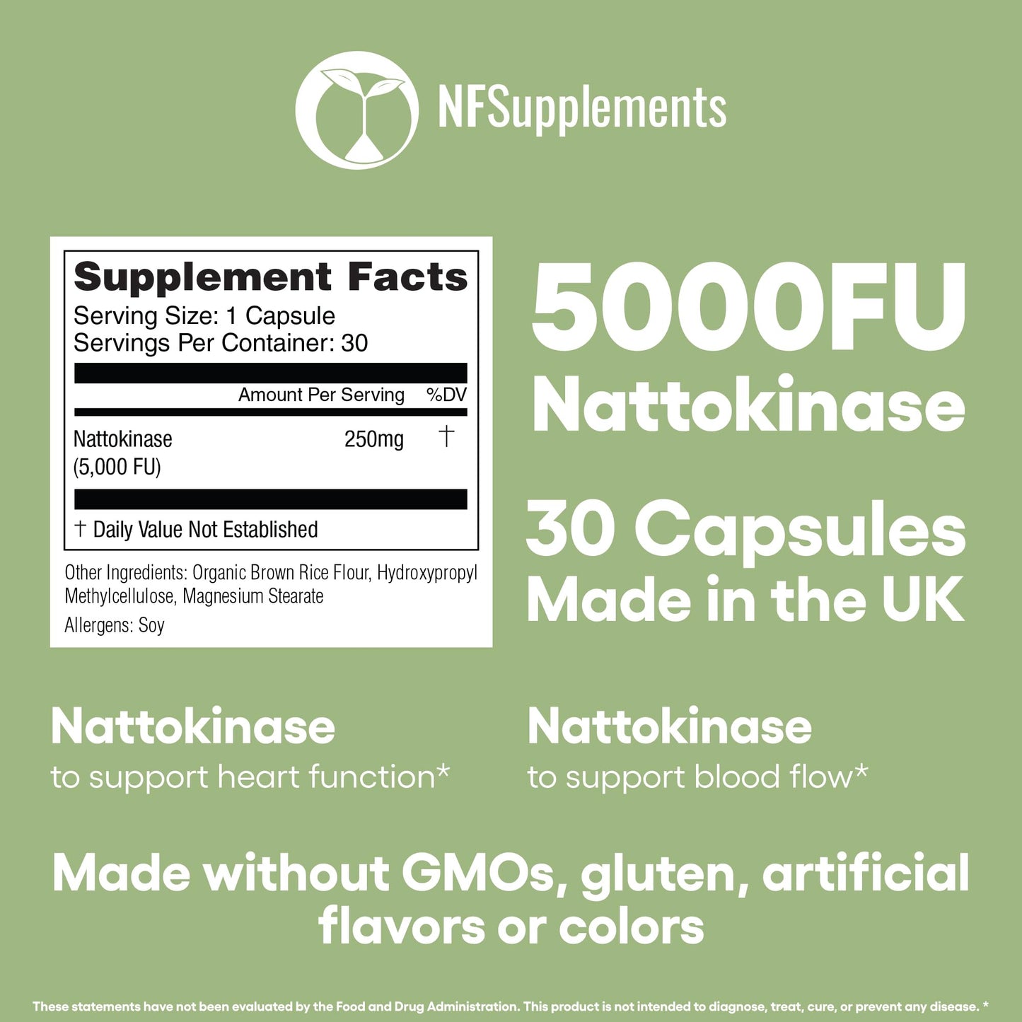 Natural Foundation Supplements Nattokinase 5000FU Arterial Support Capsules, 30 Count