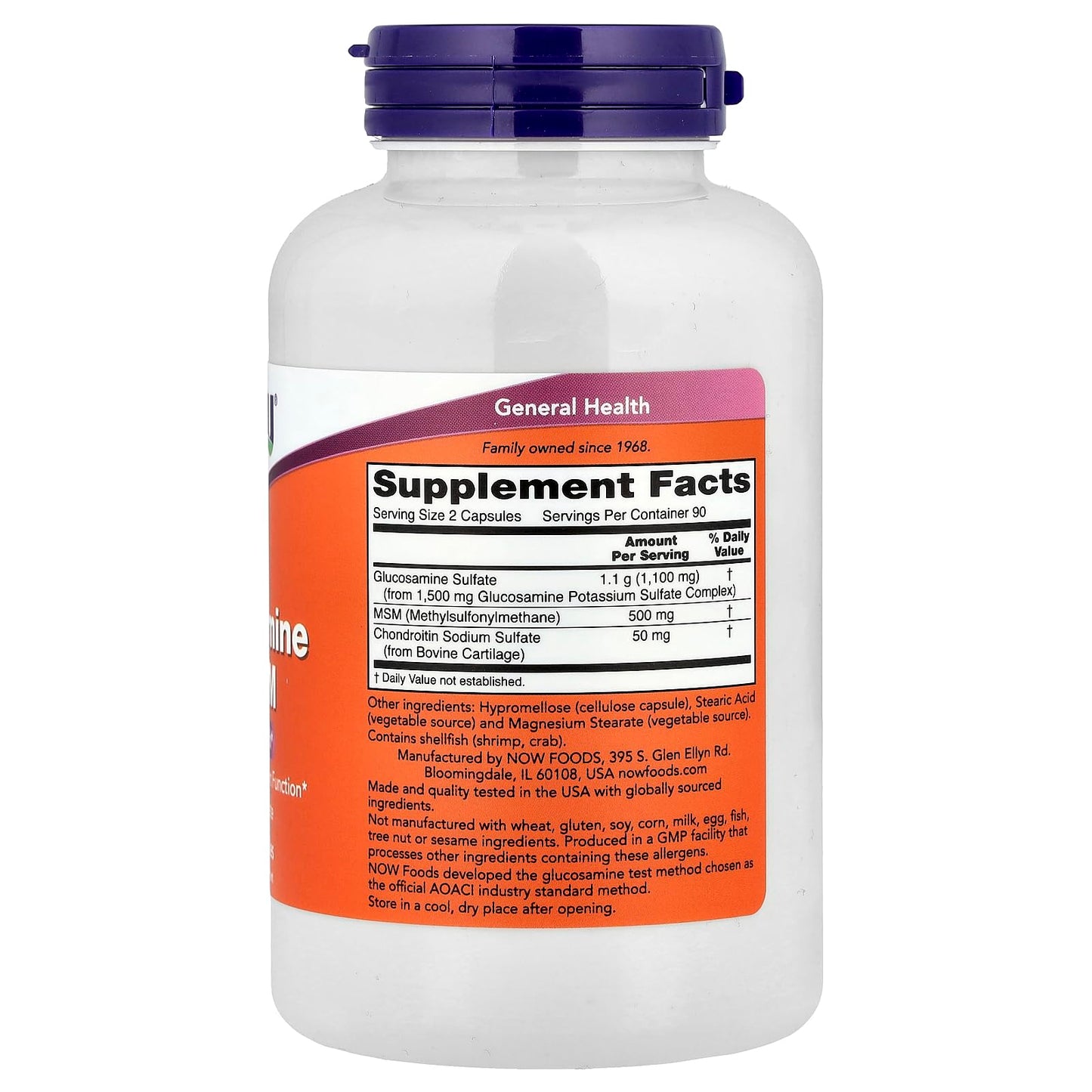 NOW Foods Glucosamine & MSM Joint Health Capsule 180 Count