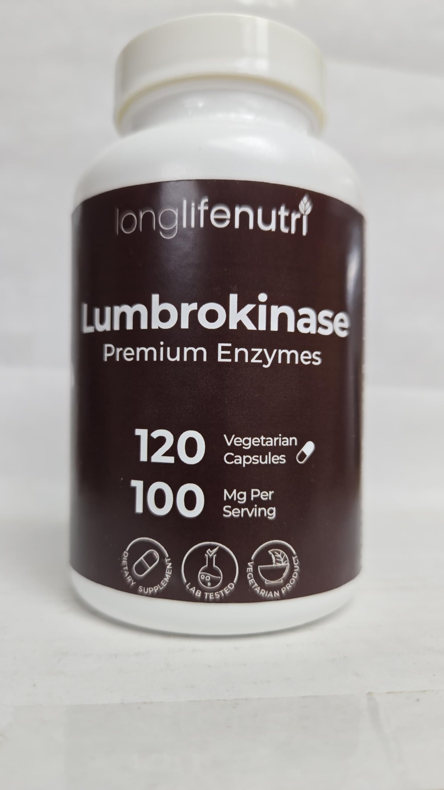 LongLifeNutri Lumbrokinase Supplement 100mg 120 Capsules