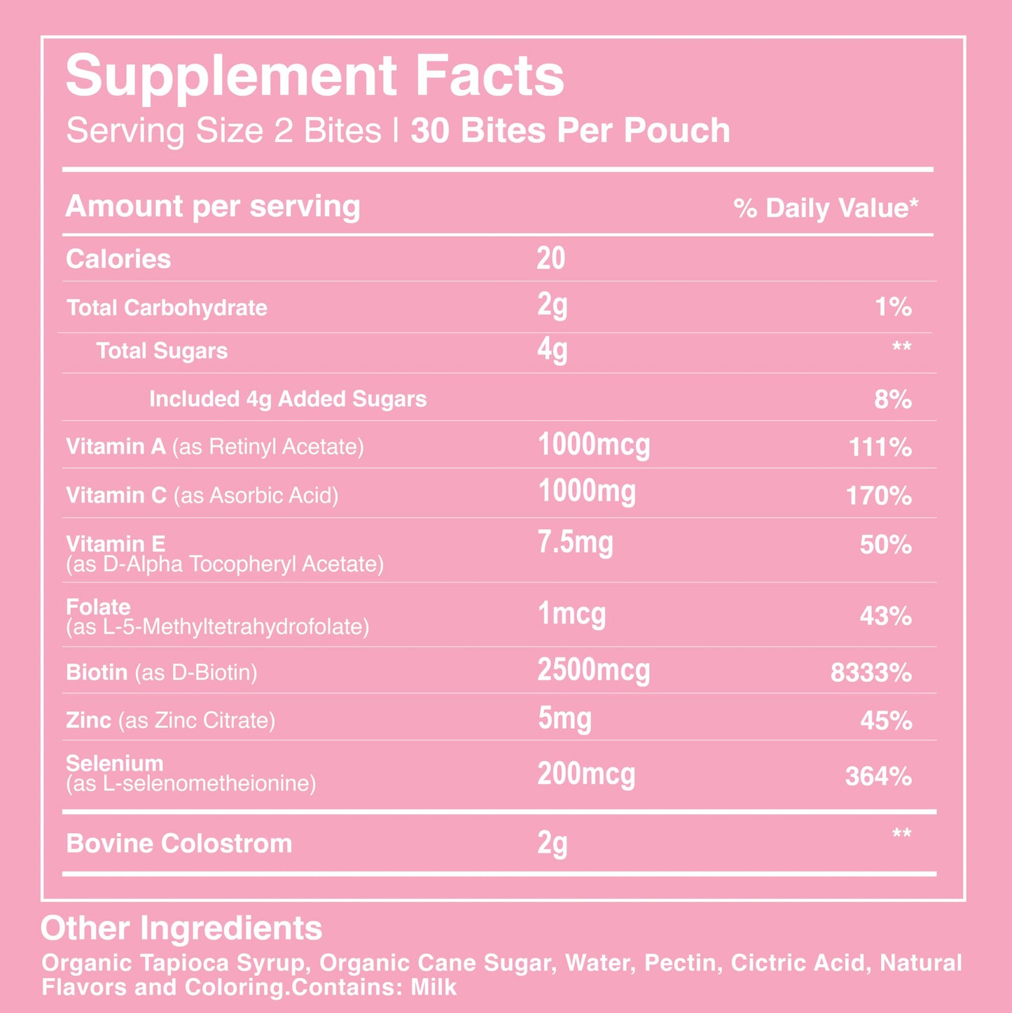 Pretty Thing Colostrum Bites for Women Gummy, 30 Count