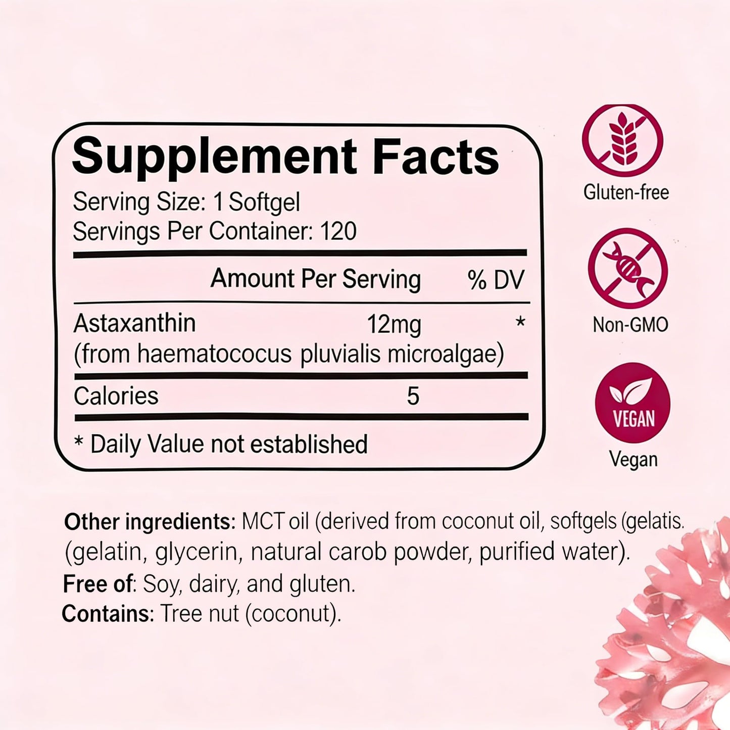 FW ZONE Astaxanthin 12mg Softgels, 120 Count