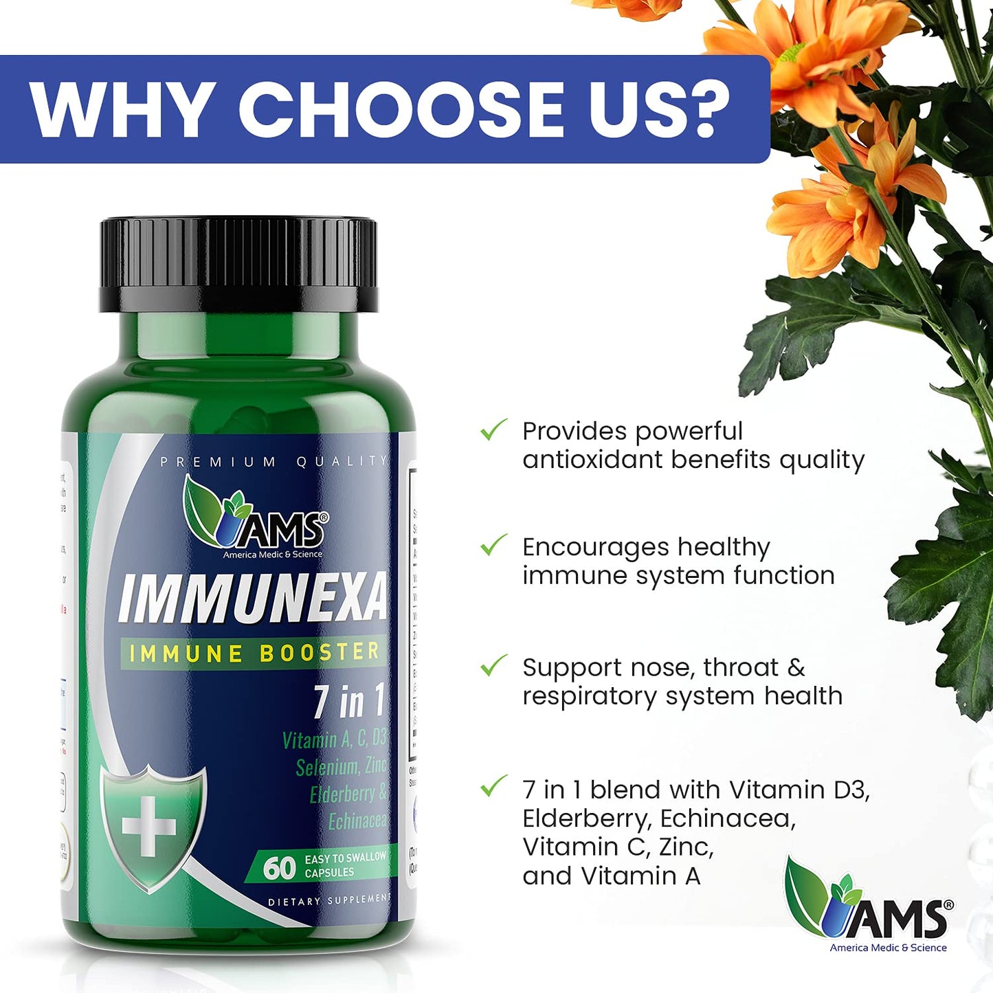 America Medic & Science Immunexa 7 in 1 Immune Support Booster 60 Capsules