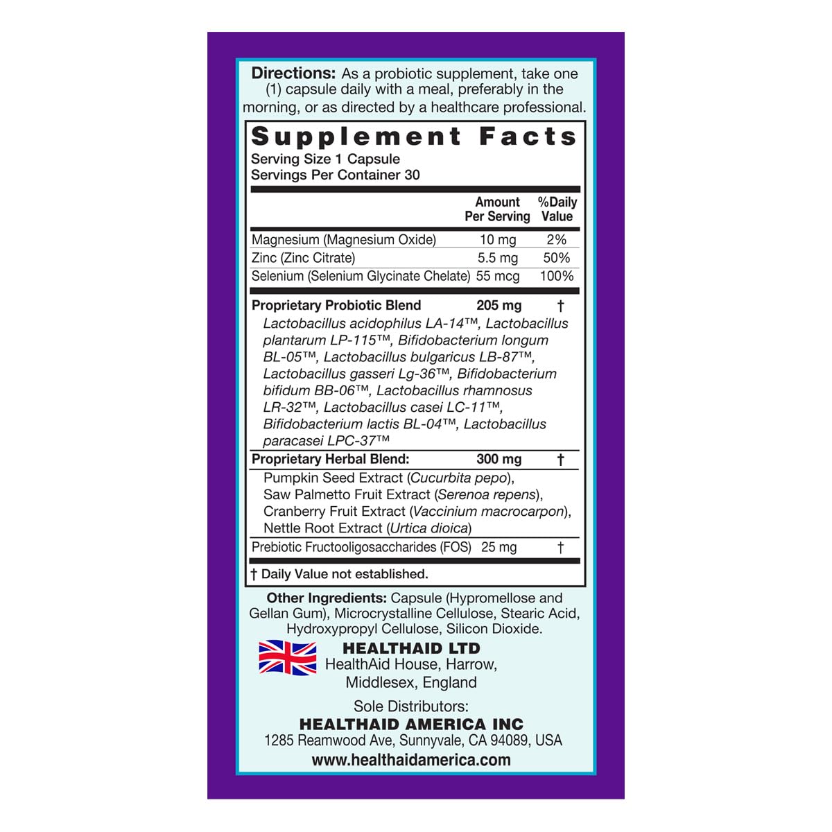 HealthAid ProstaProbio Men’s Probiotic Capsules 30