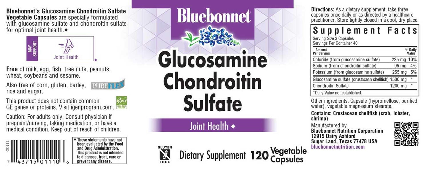 BlueBonnet Glucosamine Chondroitin Sulfate Supplement Capsule 120 Count