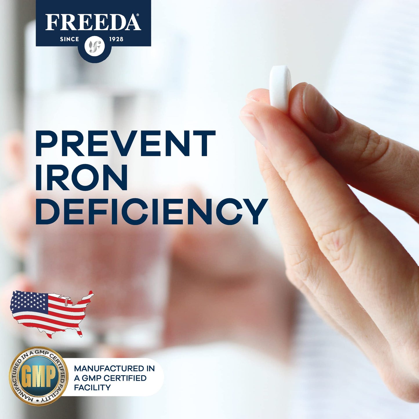 FREEDA Gentle Iron Supplement from Ferrous Fumarate – Stomach-Friendly, Easy-to-Swallow Tablets, 250 Tablets
