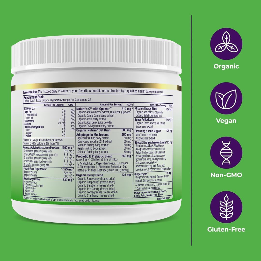 Paradise Herbs ORAC Energy Greens Apple Superfood Powder, 7.05 Ounce