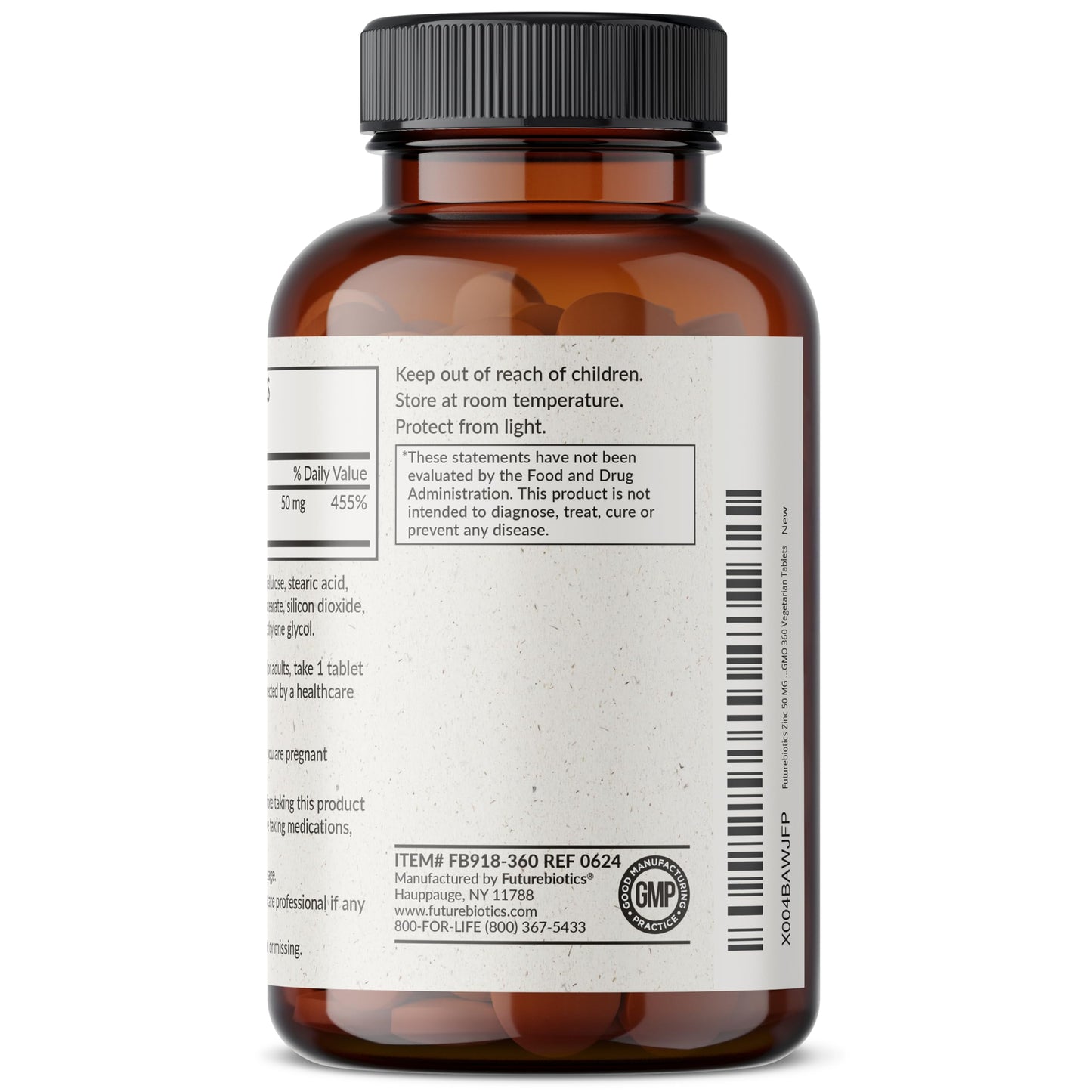 Futurebiotics Zinc 50 MG High Potency Tablet, 360 Count