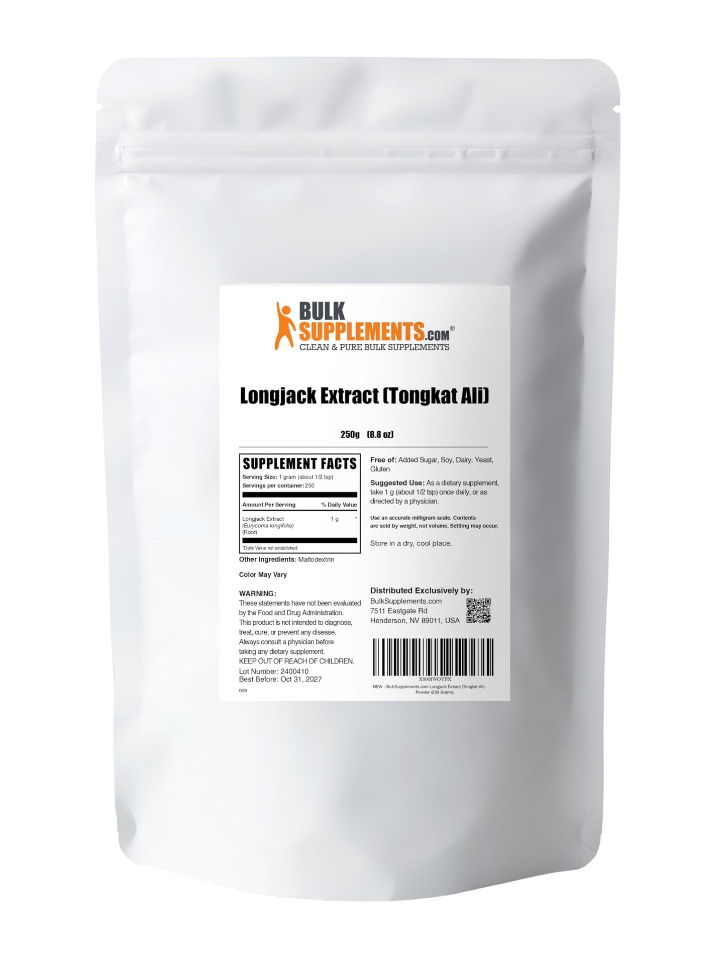 BulkSupplements Longjack Extract Powder - Tongkat Ali Extract, 8.75 oz
