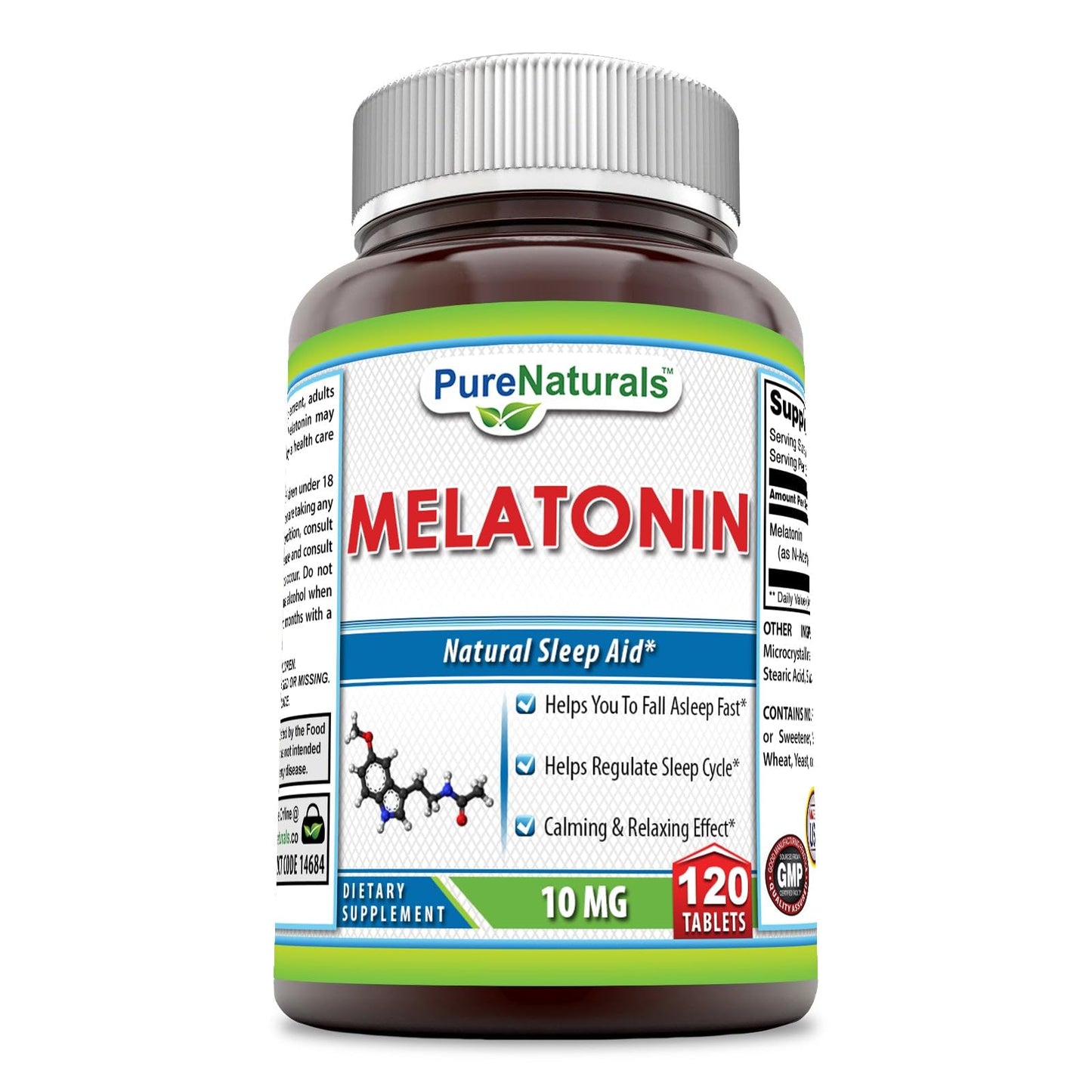 Pure Naturals Melatonin Supplement 10 mg per Serving Tablet, 120 Tablets