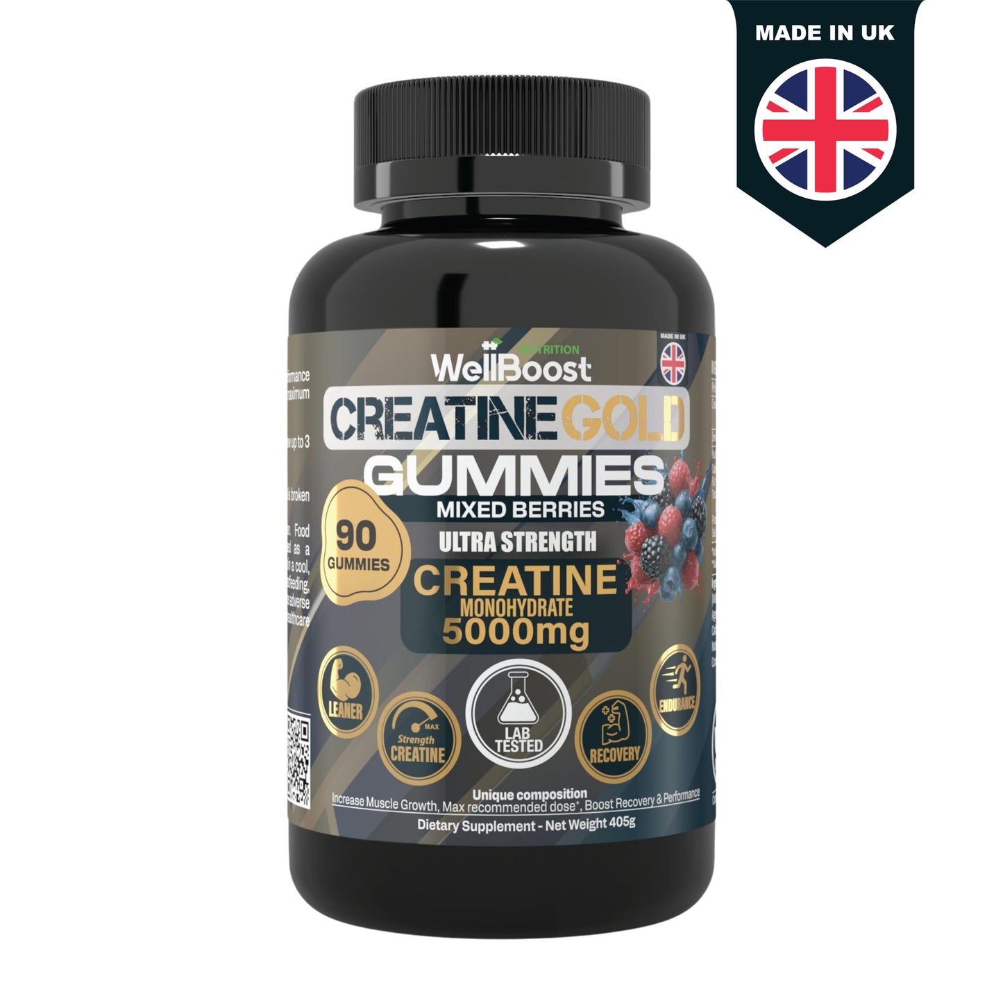 WellBoost Creatine Gold – 5000mg Creatine Monohydrate Gummy 90 Count