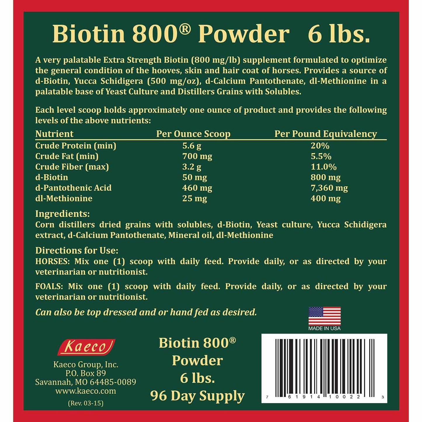 KAECO GROUP INC Biotin 800 Powder, 1 Count