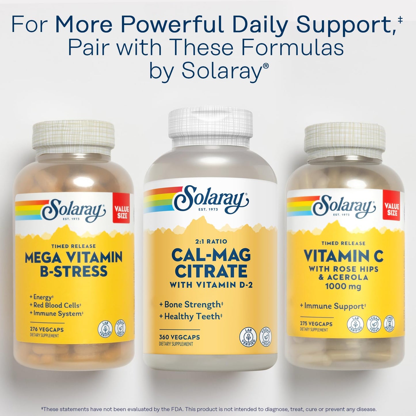 SOLARAY Calcium Magnesium Citrate 2 to 1 Ratio 360 Capsules