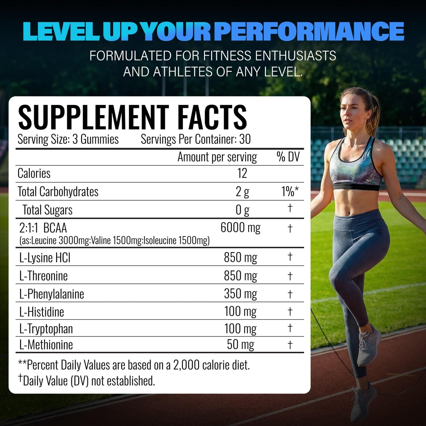 AMZXO EAA Gummies 2:1:1 BCAA Formula (8300mg), 90 Count