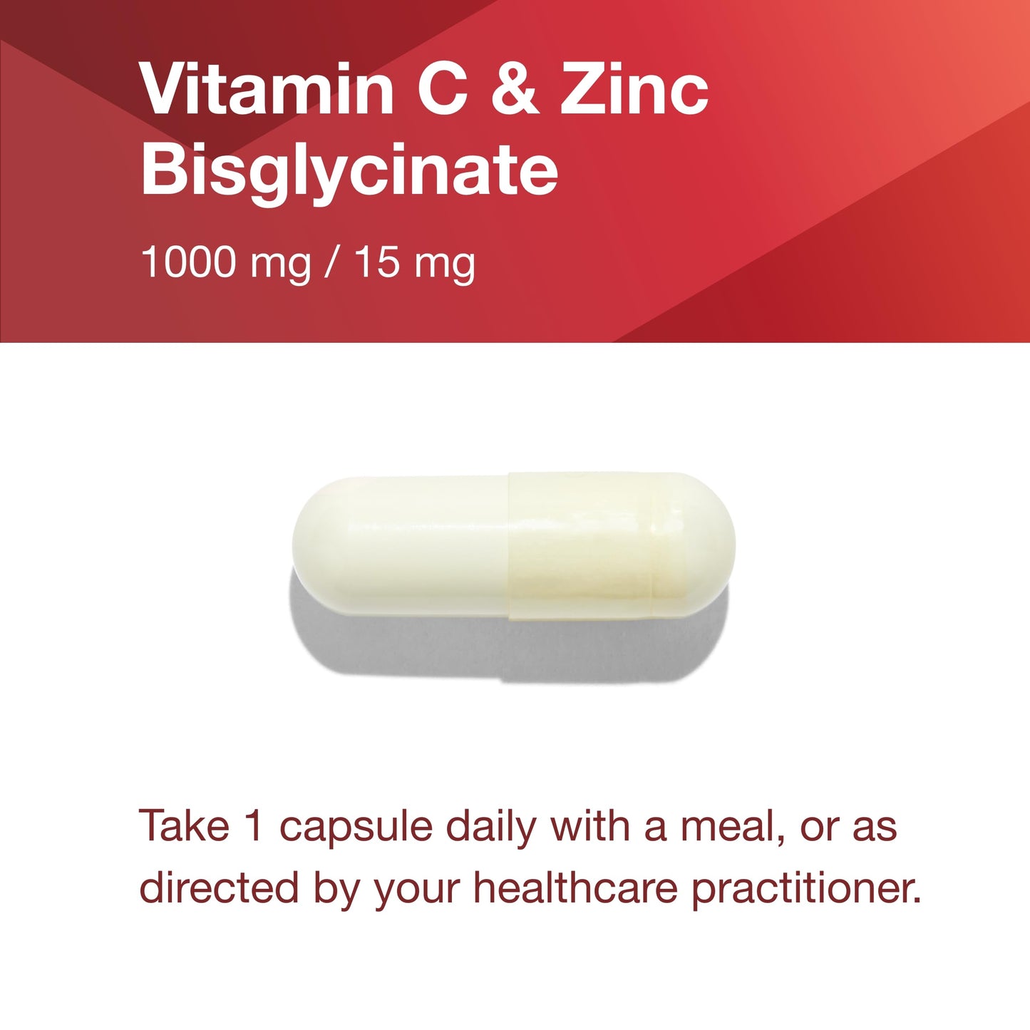 Protocol for Life Balance C-1000 + Zinc-15 Vitamin C & Zinc Bisglycinate Immune Support Supplement with Ascorbic Acid, 120 Veg Capsules