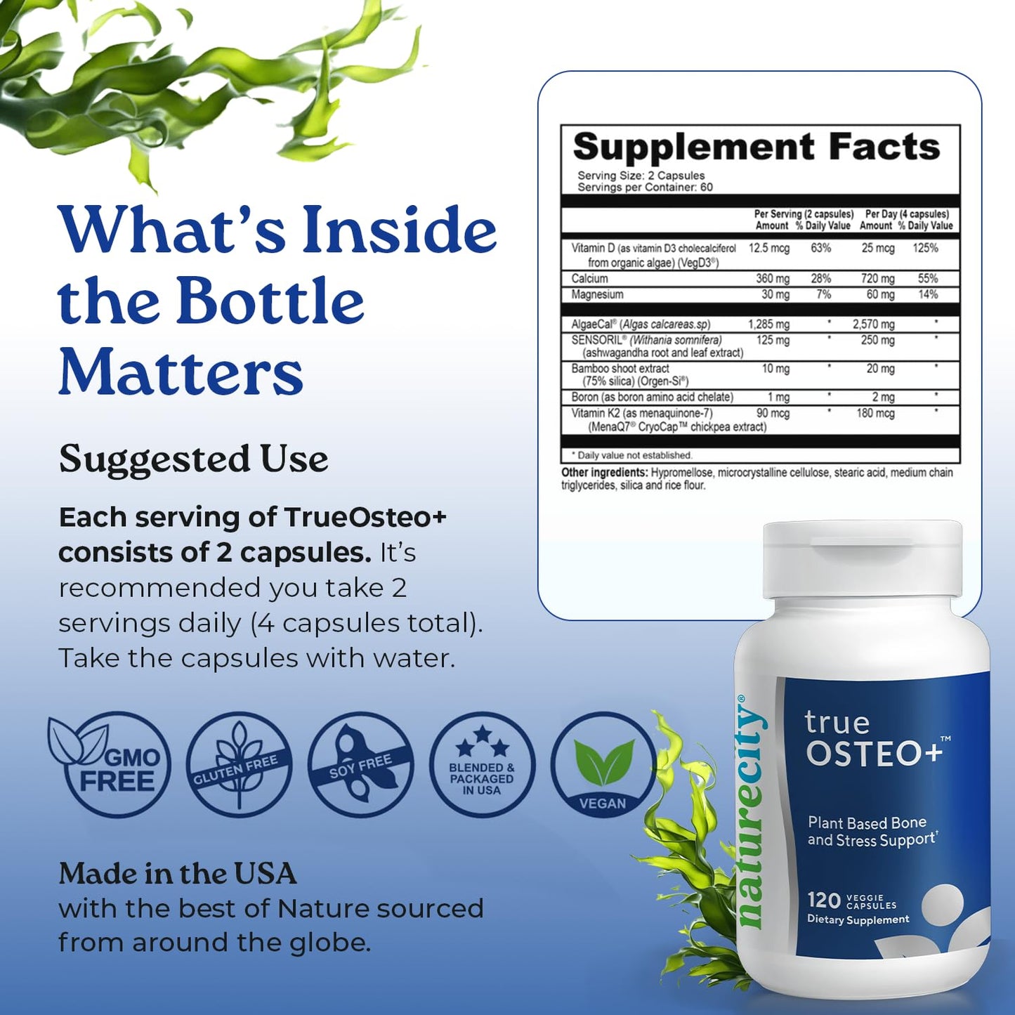NatureCity True-Osteo Plus Bone Support with Ashwagandha Capsule 120 Count