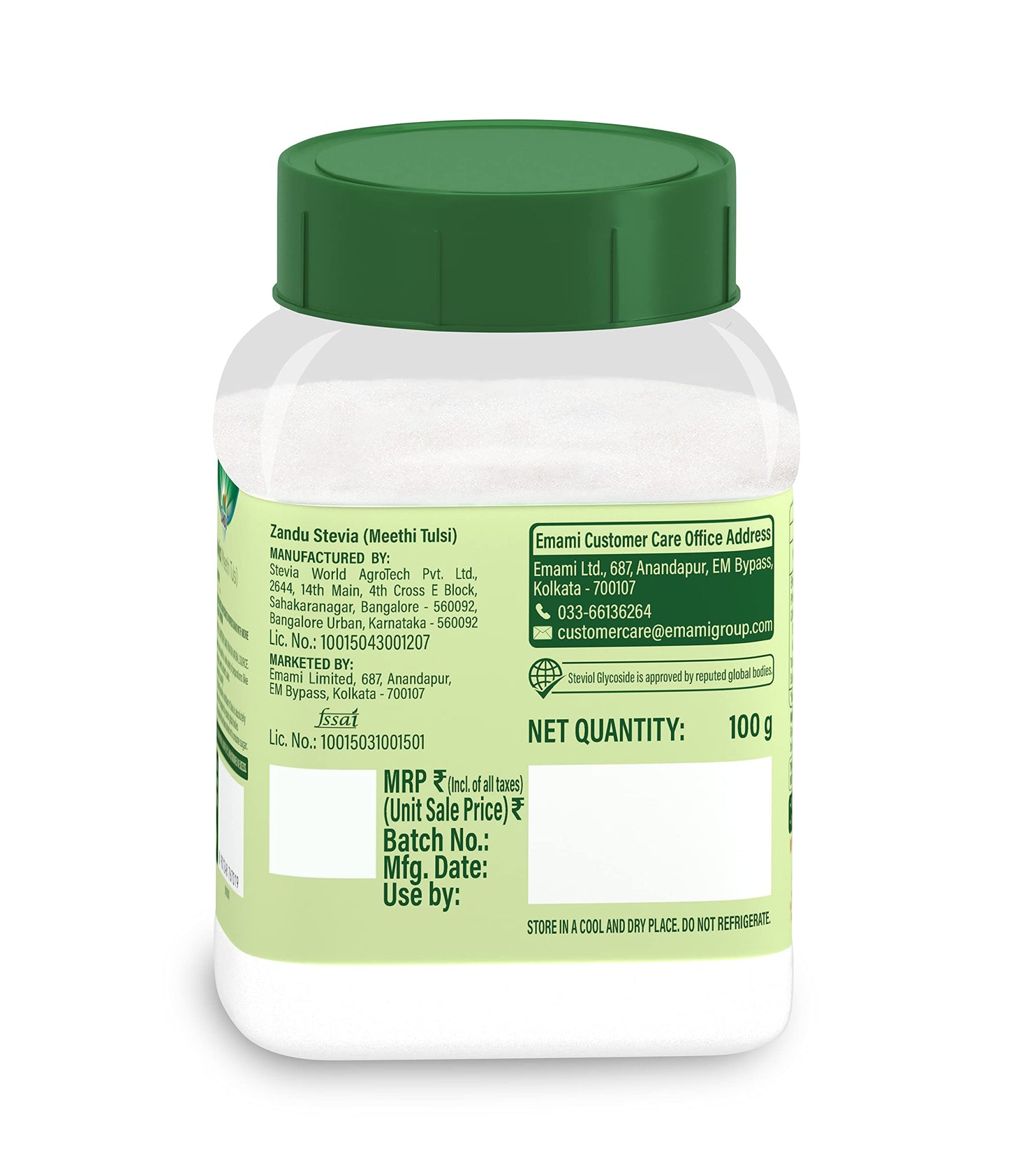 Zandu Stevia Meethi Tulsi Powder, 3.53 oz
