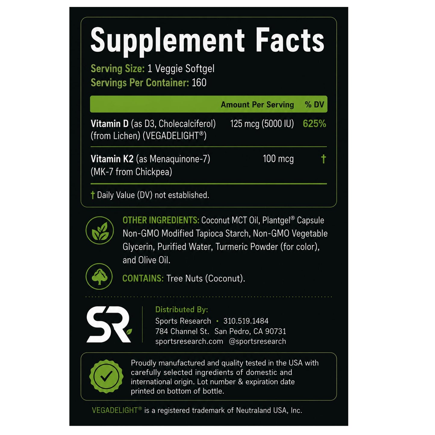 Generic Sports Vitamin D3 K2 Softgels 160 Count