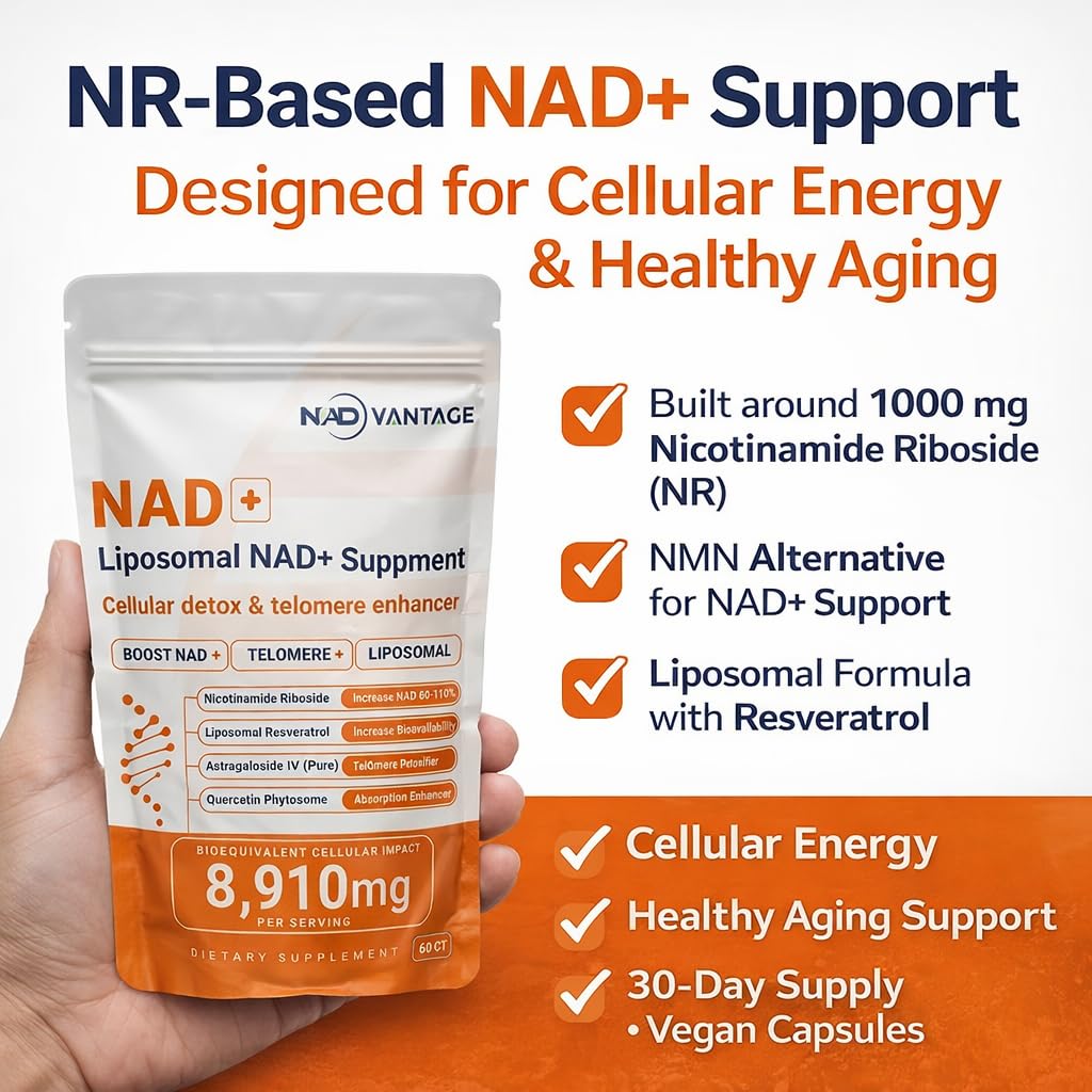 Eternaroot NAD+ 5D Matrix - High Potency NAD Precursor - 1000mg Nicotinamide Riboside (NR) + Liposomal Resveratrol - Clean Vegan Formula - Cellular Energy & Immune Support, 60 Capsules