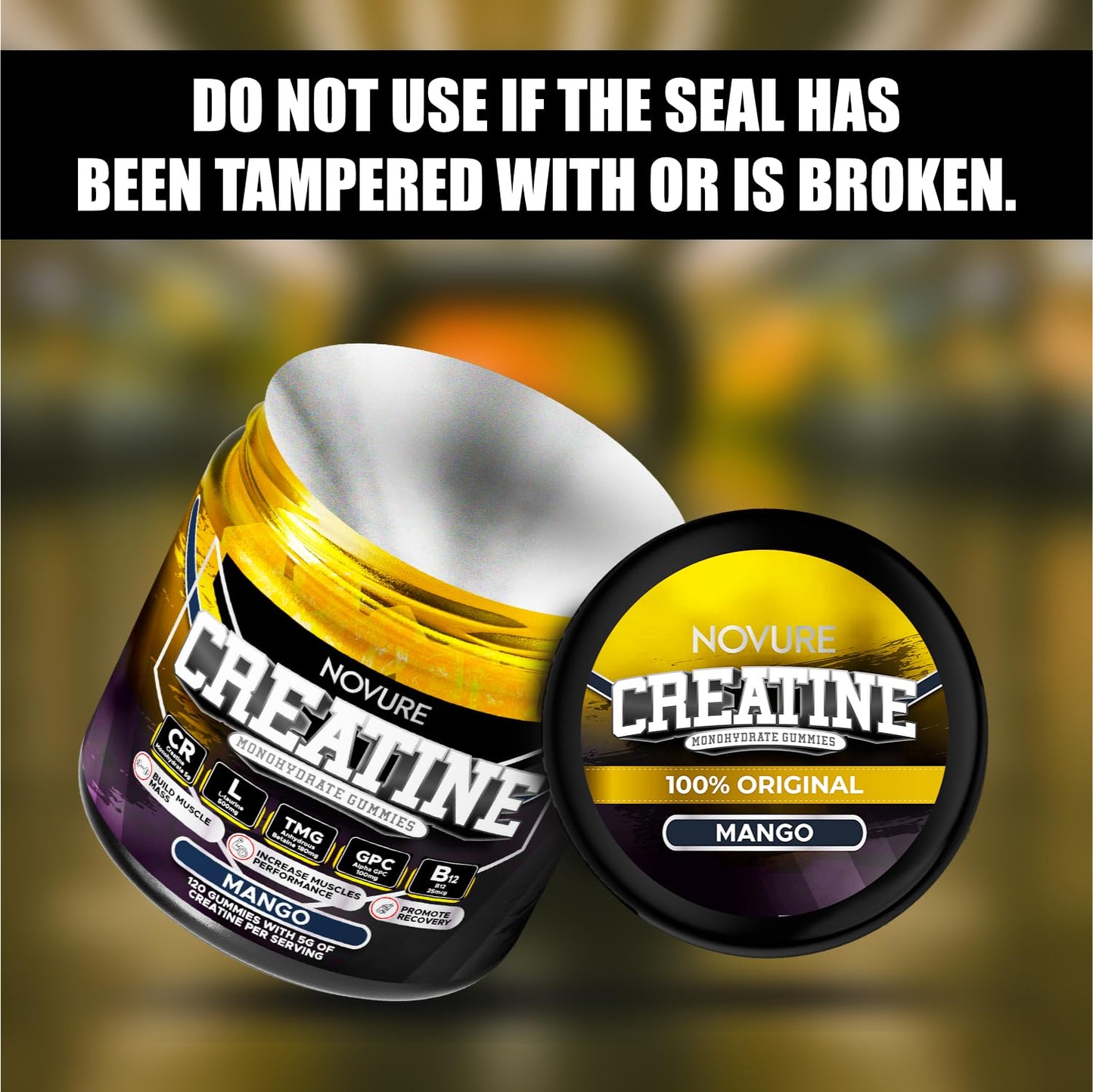 Novure 5000mg Creatine Monohydrate Gummies, 120 Gummies