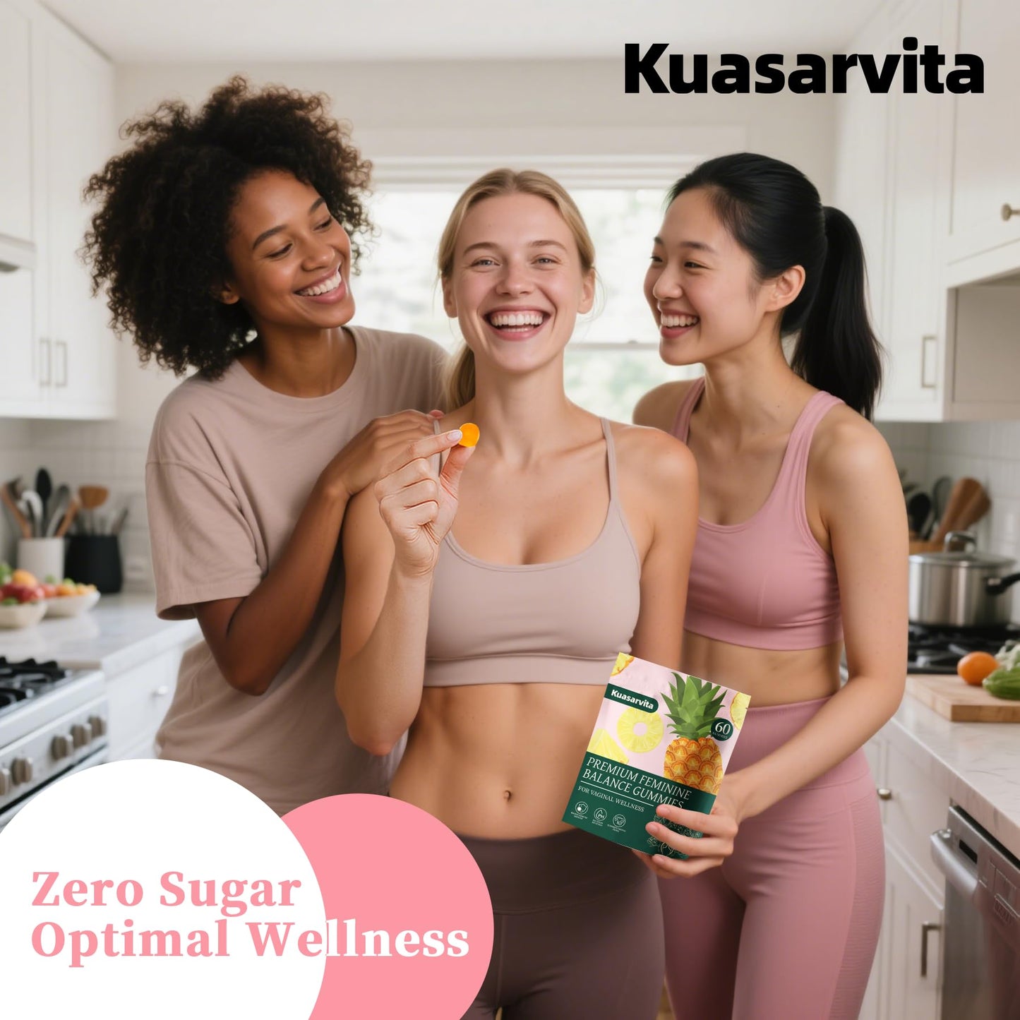 Kuasarvita Premium Feminine Balance Gummies for Women, 60 Count
