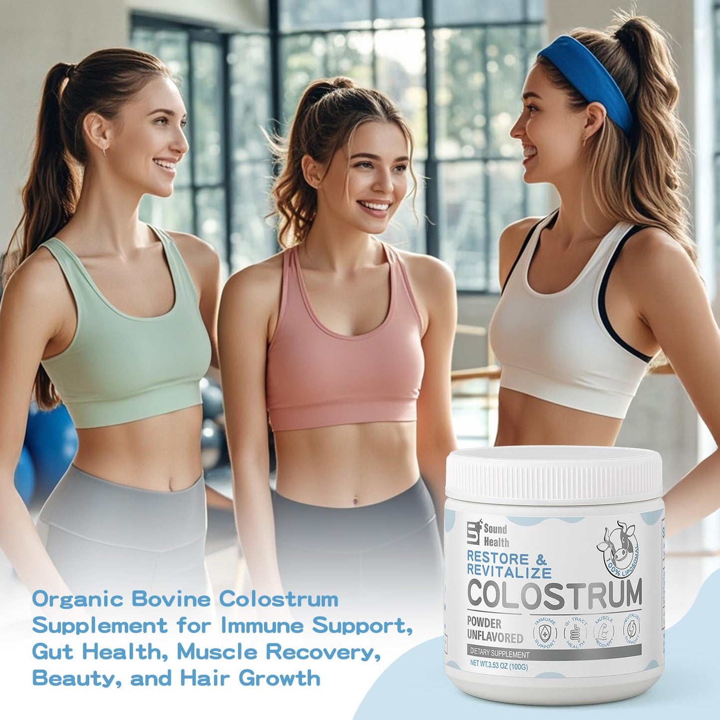 Sound Health Supplements Colostrum Supplement Powder Organic Bovine Colostrum 3.5 Ounce