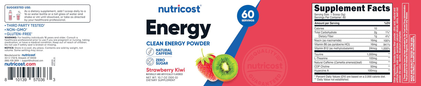 Nutricost Energy Complex Powder 10.7 oz