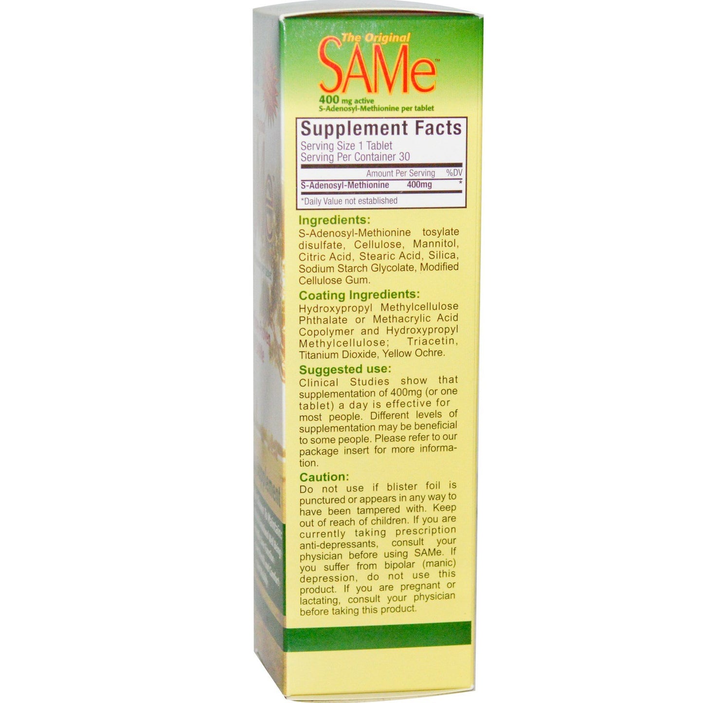 Nutralife The Original SAMe 400 mg Enteric-Coated Tablets, 30 Tablets