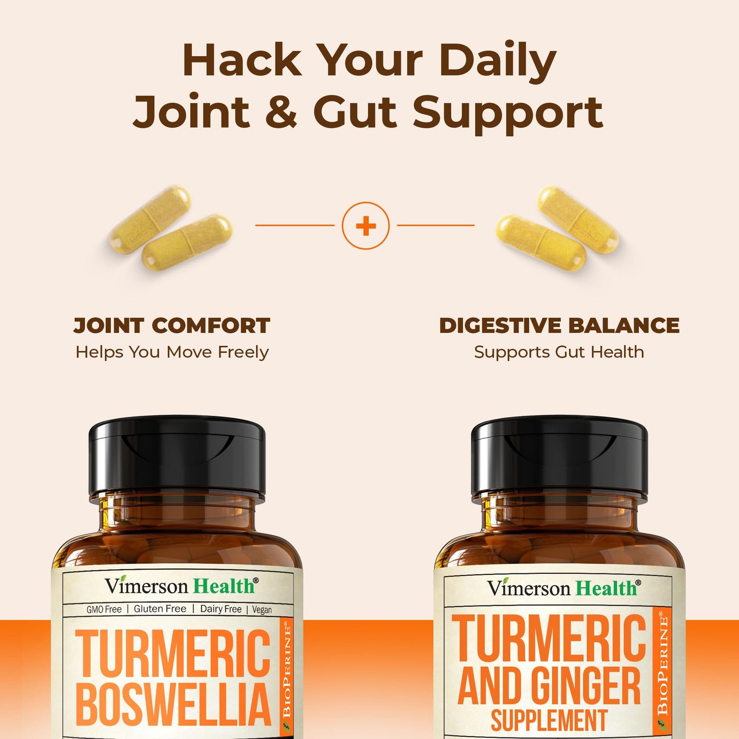 Vimerson Health Turmeric Curcumin Supplement with Boswellia, Ginger & Black Pepper - High Absorption - 120 Vegan Capsules